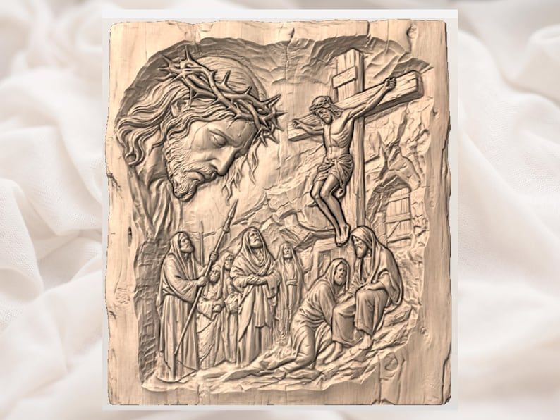 Crucifixion of Christ at Calvary Bas-Relief Scene STL bas-relief STL — view 3