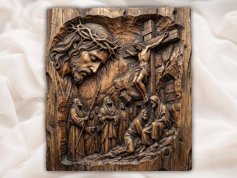 Crucifixion of Christ at Calvary Bas-Relief Scene STL bas-relief STL design