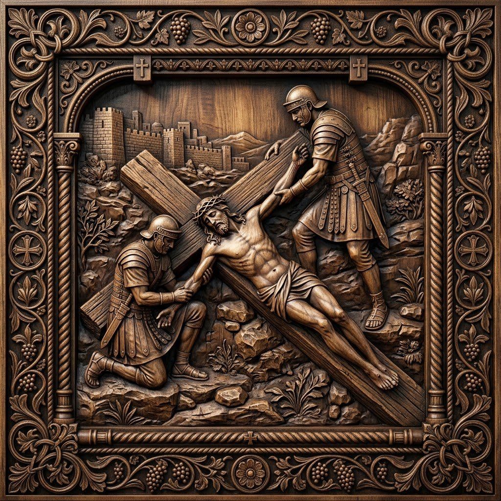 Jesus Nailed to the Cross STL bas-relief STL — view 13