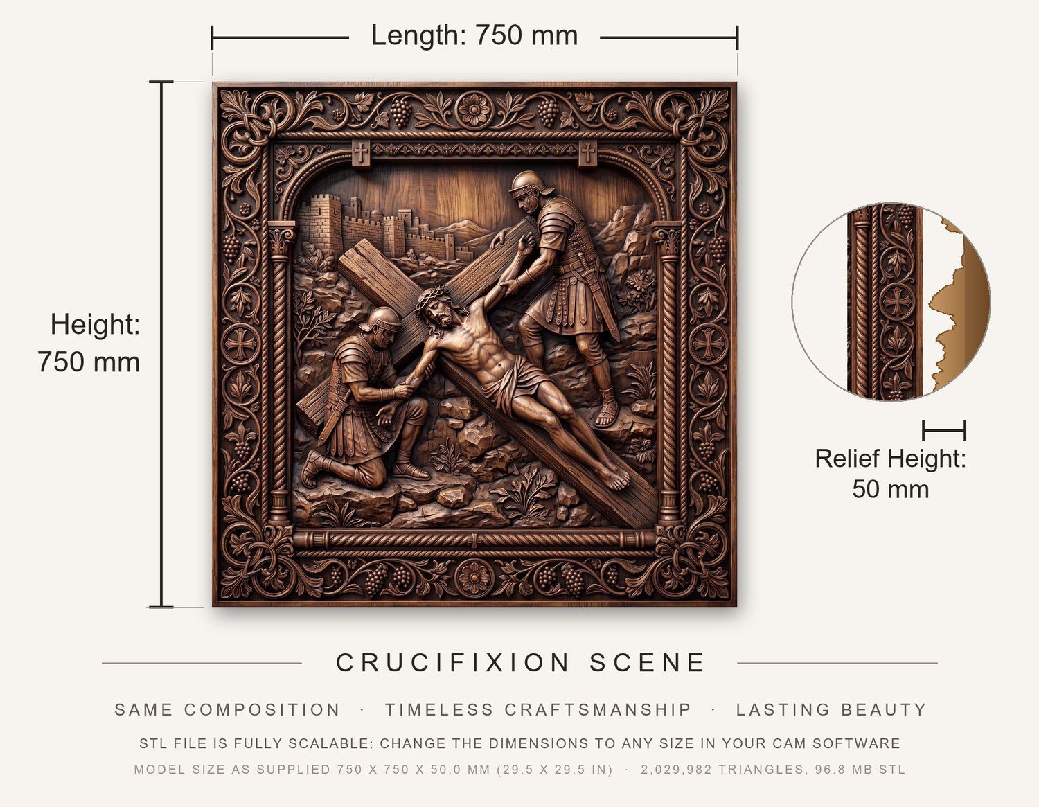 Jesus Nailed to the Cross STL bas-relief STL — view 3
