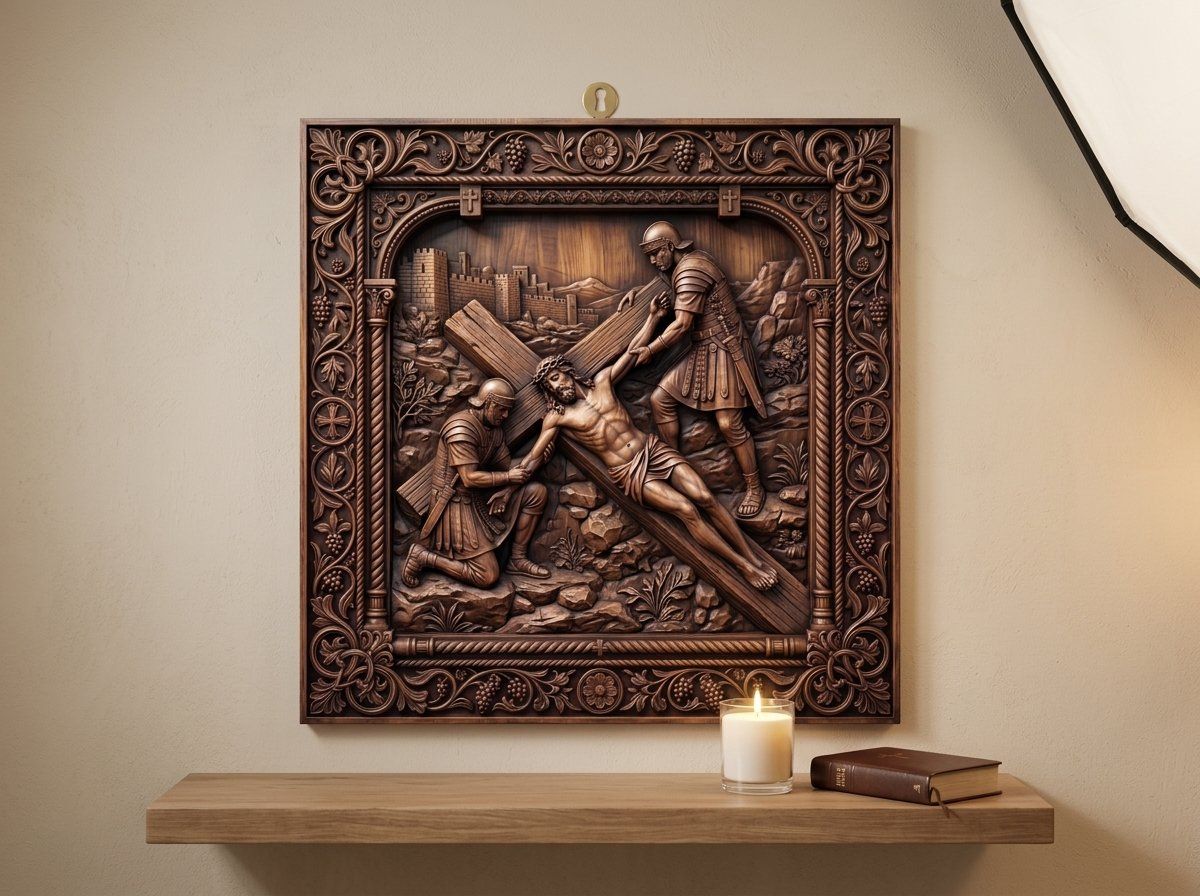Jesus Nailed to the Cross STL bas-relief STL — view 14