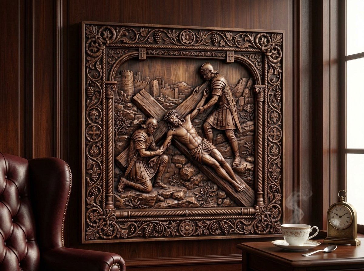 Jesus Nailed to the Cross STL bas-relief STL — view 15