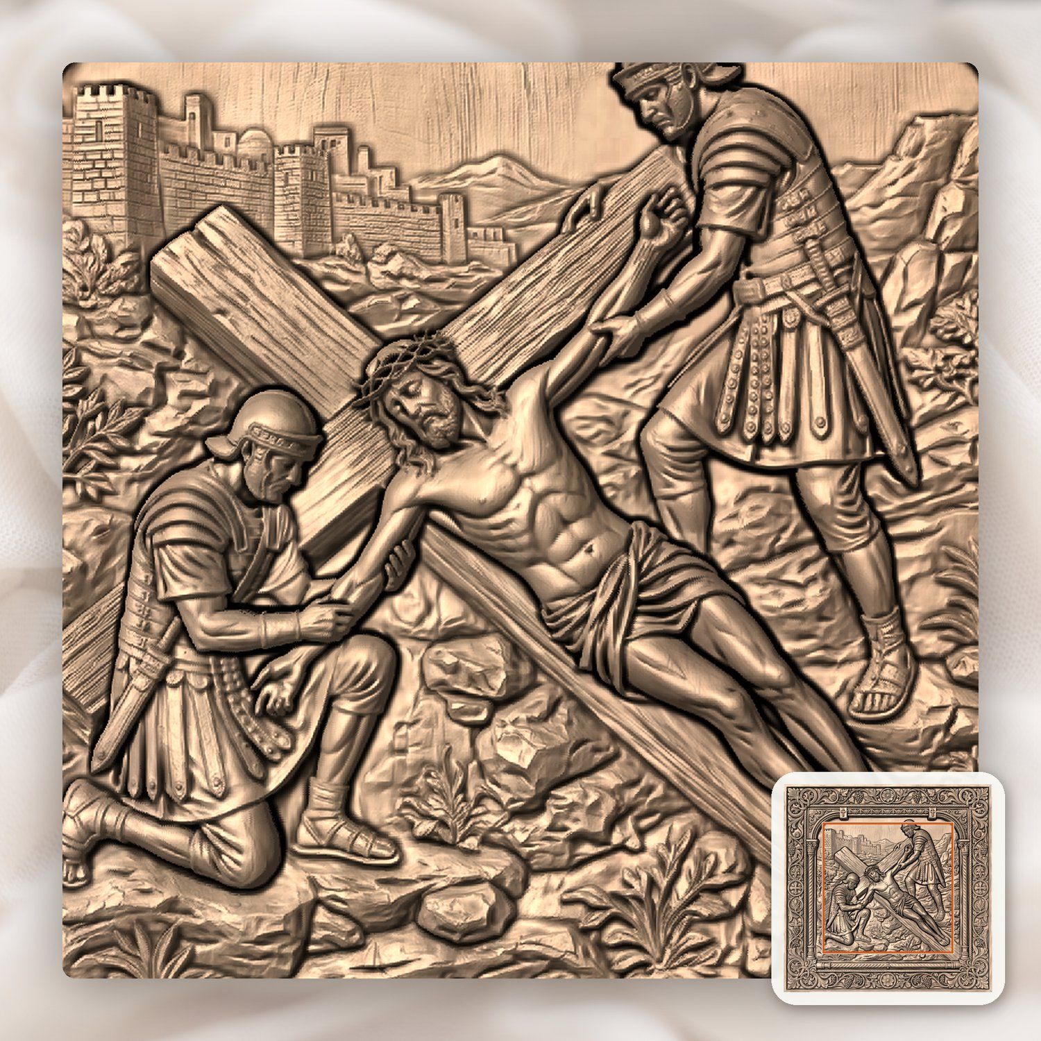 Jesus Nailed to the Cross STL bas-relief STL — view 6