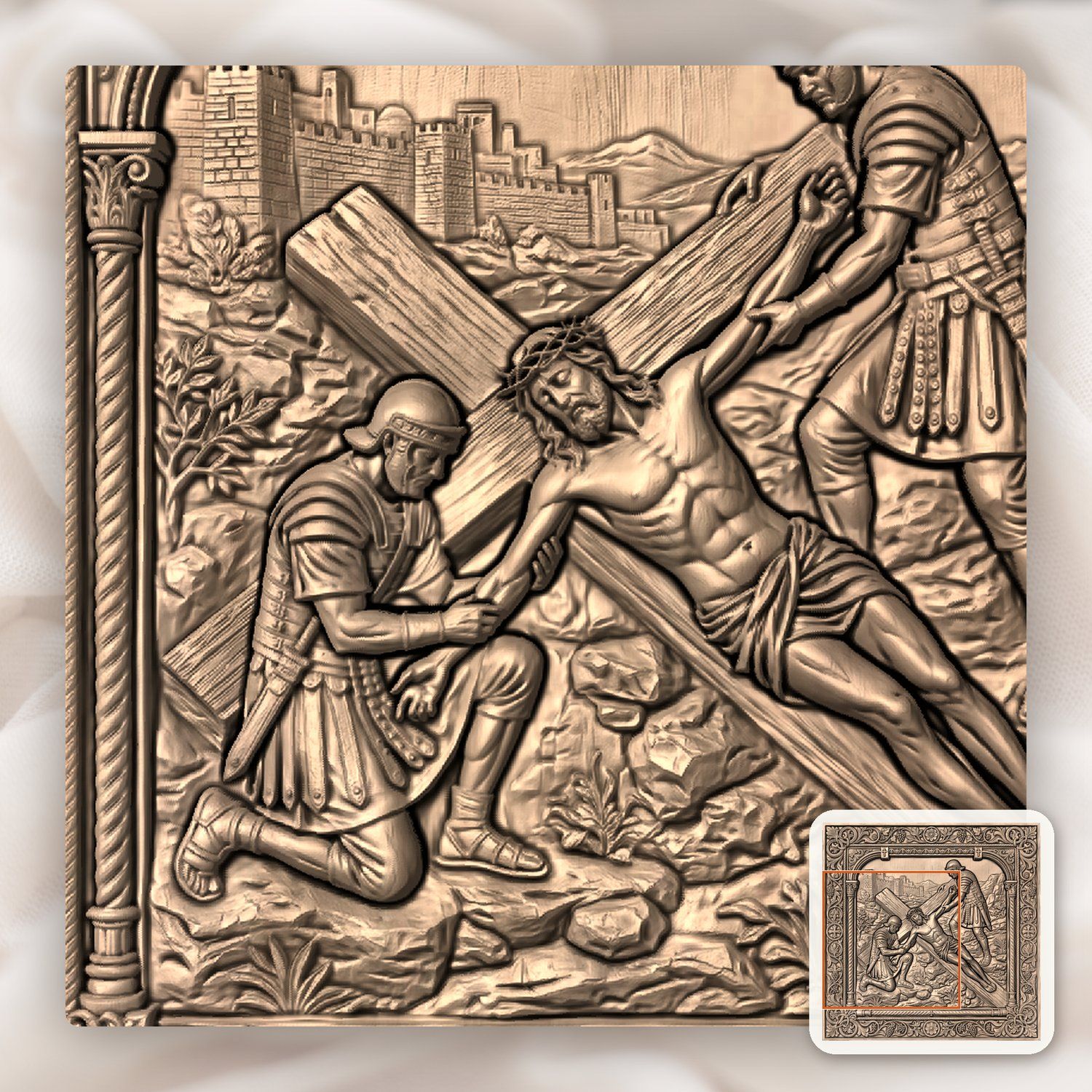 Jesus Nailed to the Cross STL bas-relief STL — view 8