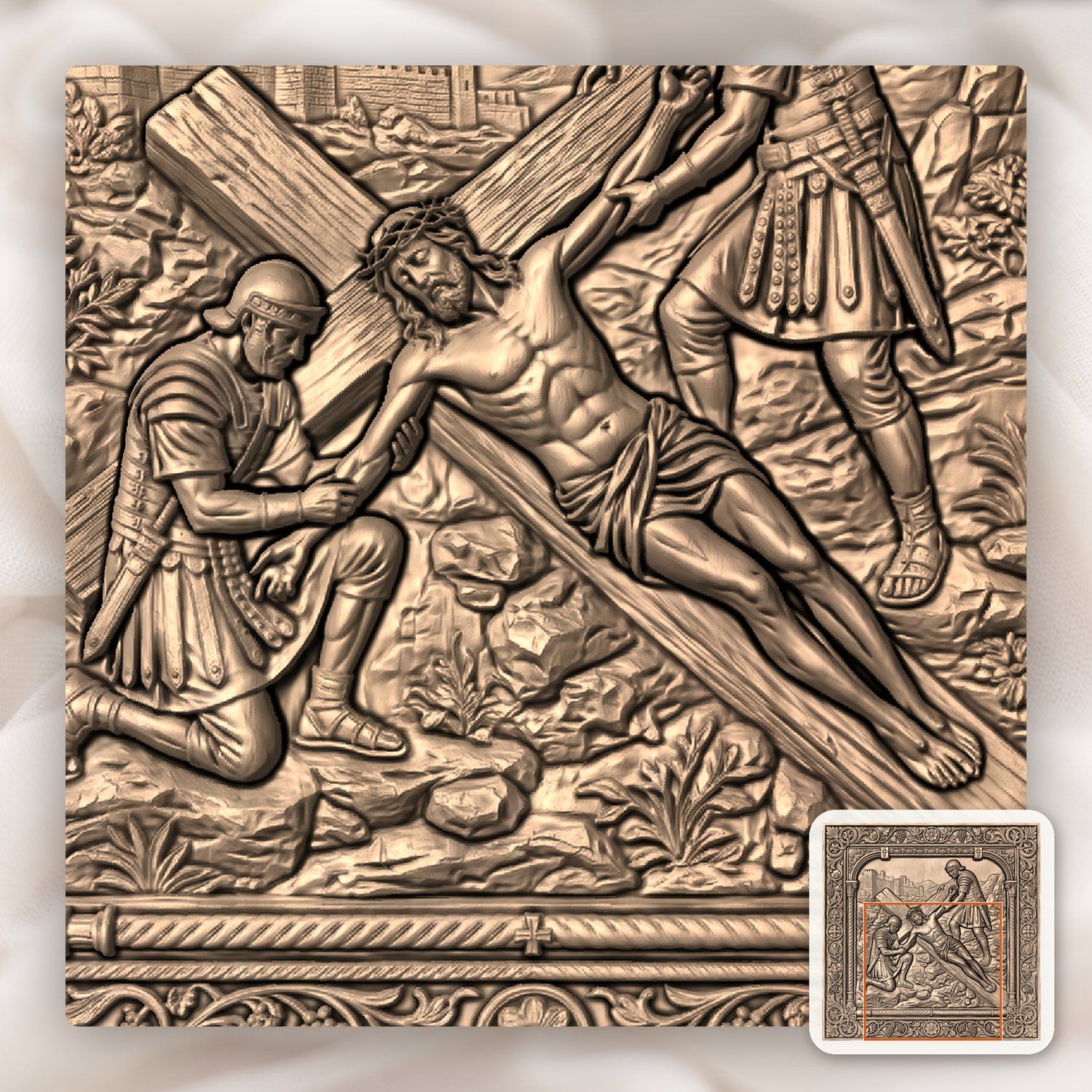Jesus Nailed to the Cross STL bas-relief STL — view 9