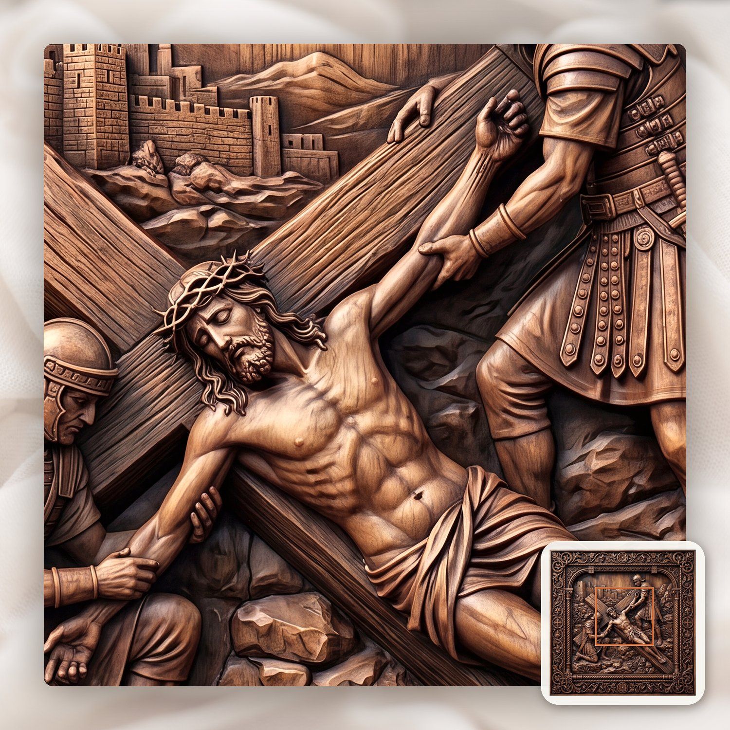 Jesus Nailed to the Cross STL bas-relief STL — view 10