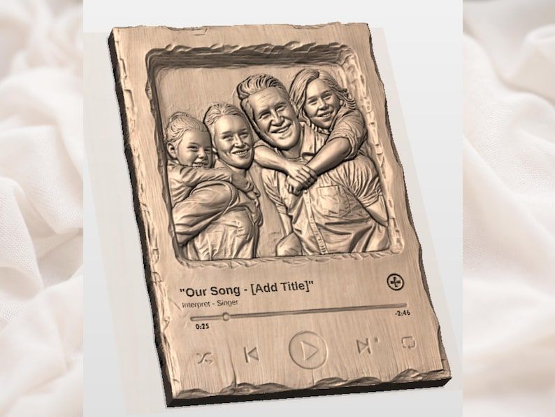Custom Photo to 3D Bas-Relief Portrait STL from Your Picture bas-relief STL — view 3