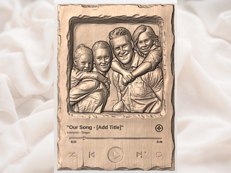 Custom Photo to 3D Bas-Relief Portrait STL from Your Picture bas-relief STL — view 4