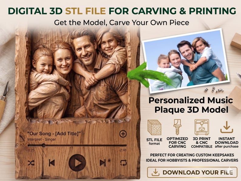 Custom Photo to 3D Bas-Relief Portrait STL from Your Picture bas-relief STL — view 5