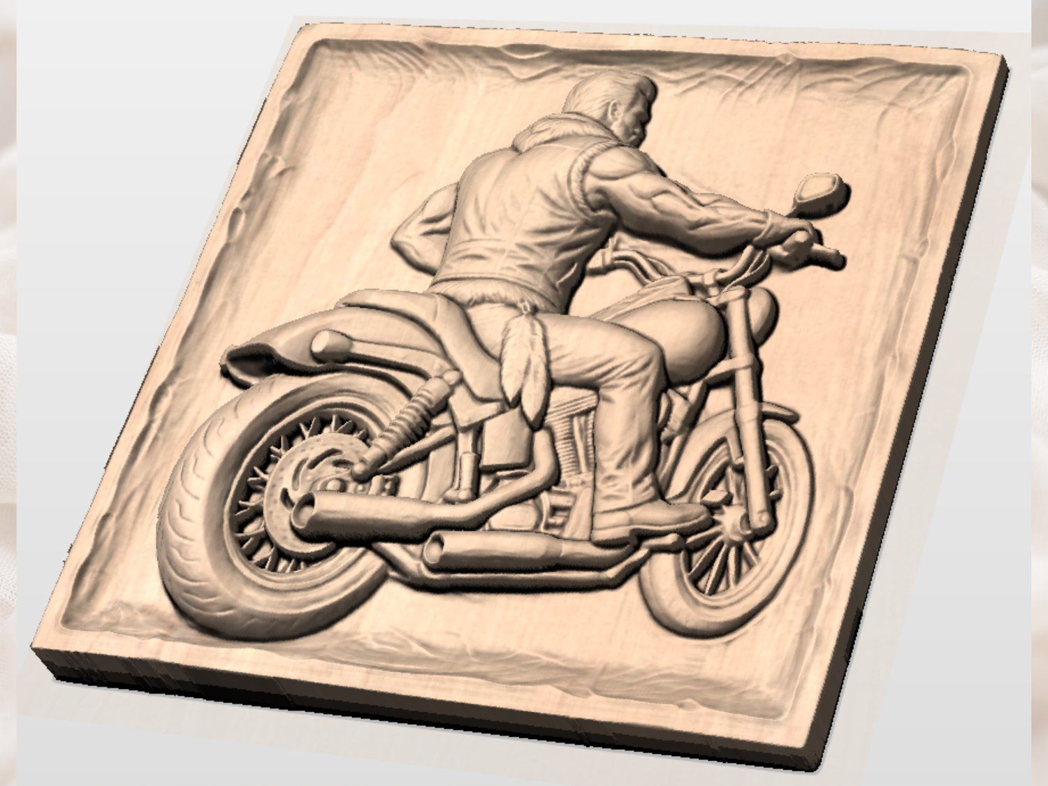 Custom Biker Wall Art Panel bas-relief STL — view 4