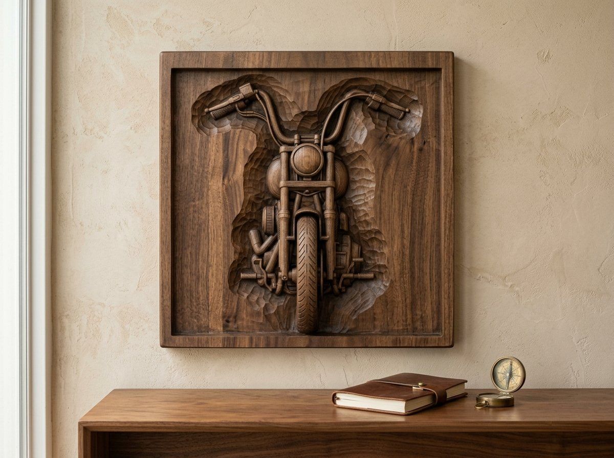 Custom Chopper Motorcycle CNC Relief STL bas-relief STL — view 12