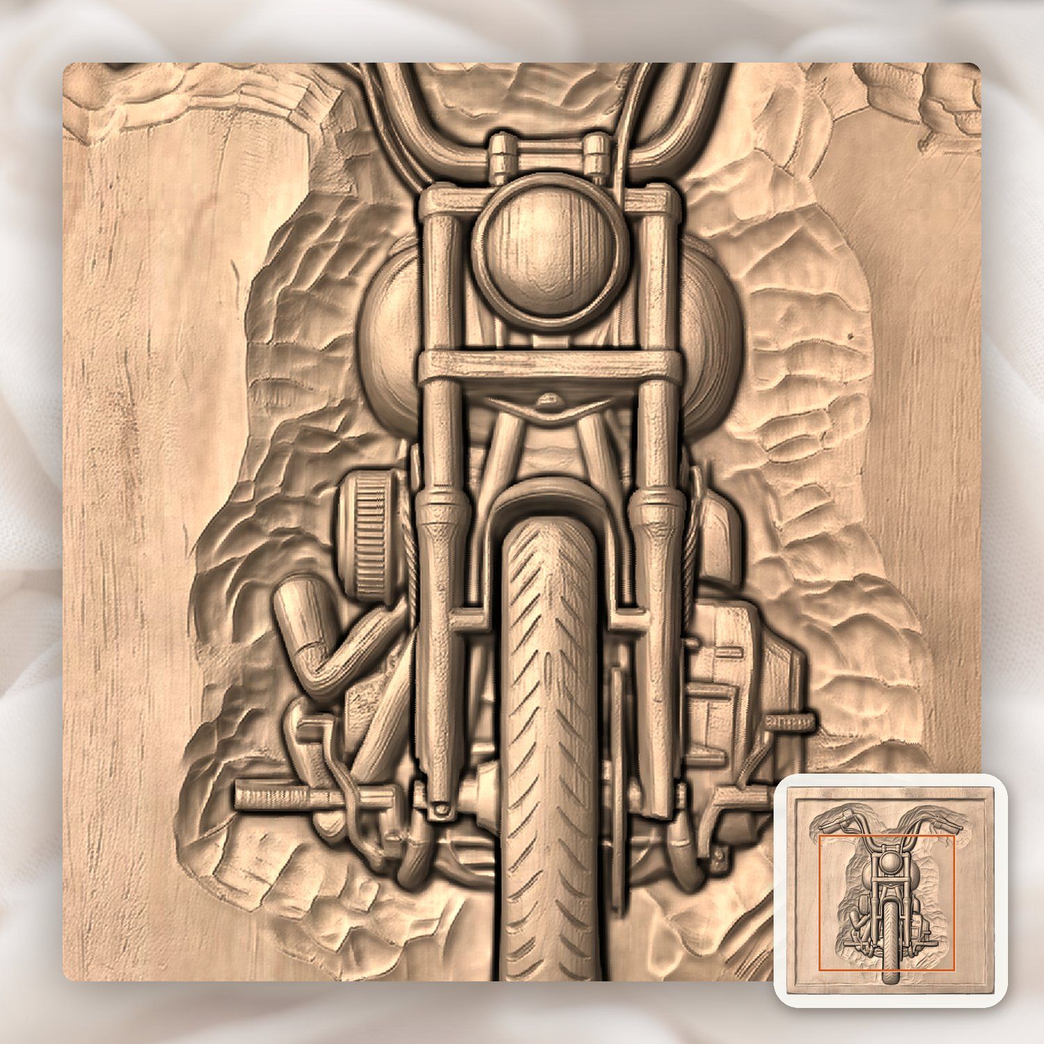 Custom Chopper Motorcycle CNC Relief STL bas-relief STL — view 6