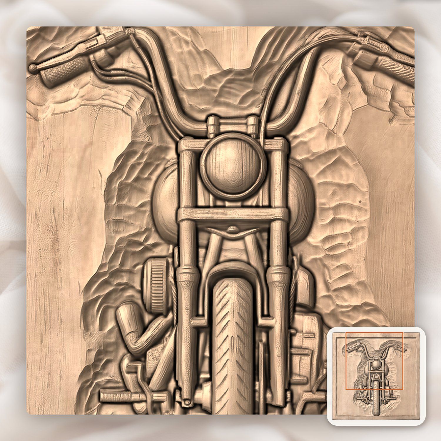 Custom Chopper Motorcycle CNC Relief STL bas-relief STL — view 7