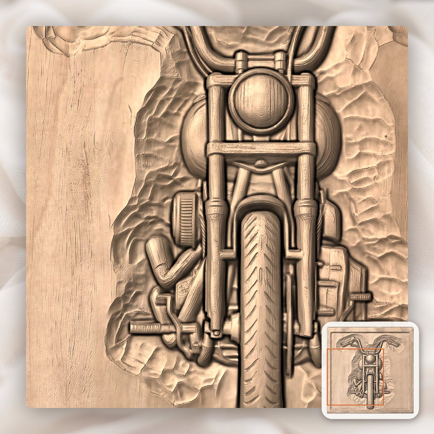 Custom Chopper Motorcycle CNC Relief STL bas-relief STL — view 8