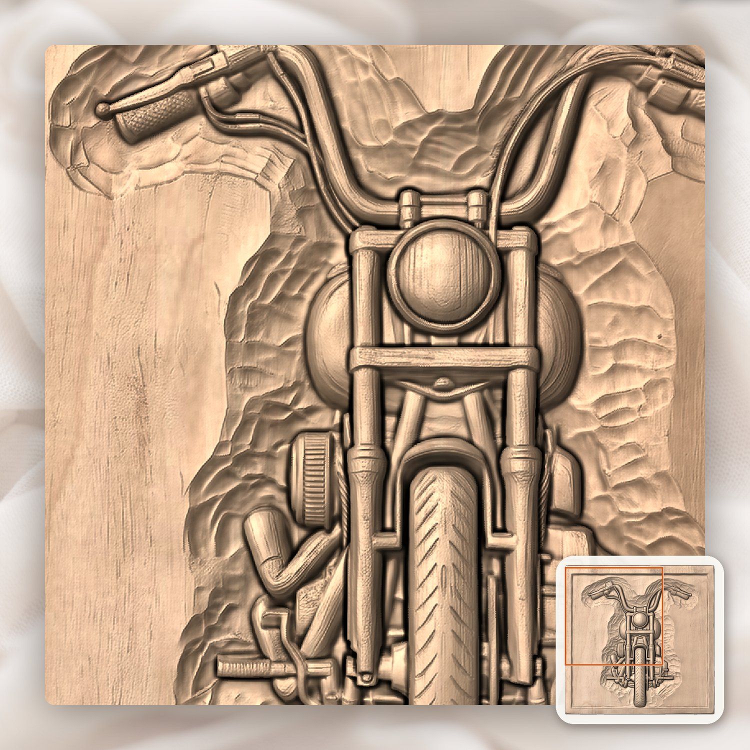 Custom Chopper Motorcycle CNC Relief STL bas-relief STL — view 9