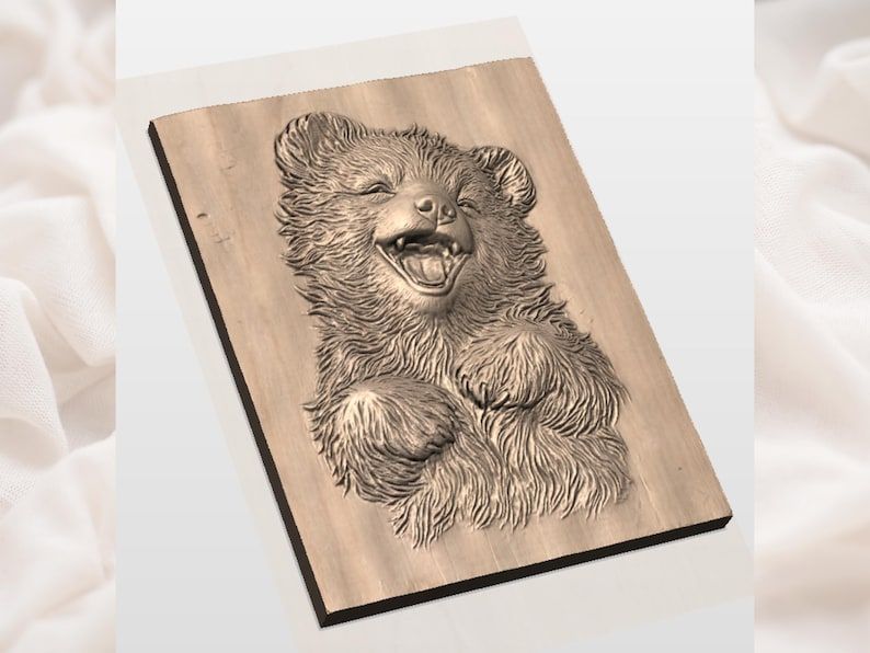 Laughing Bear Cub Bas-Relief STL for Nursery Wall Art bas-relief STL — view 3