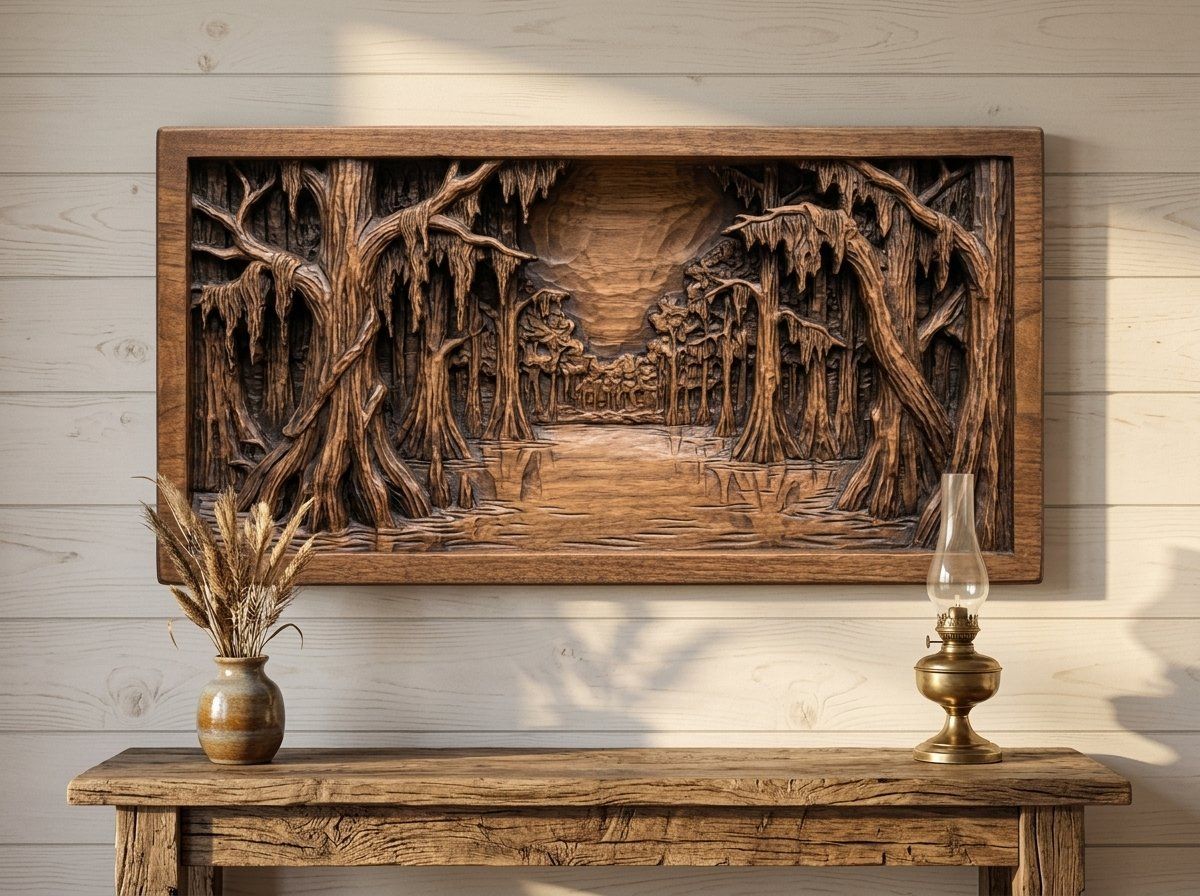 Cypress Swamp Panorama CNC Relief STL bas-relief STL — view 12