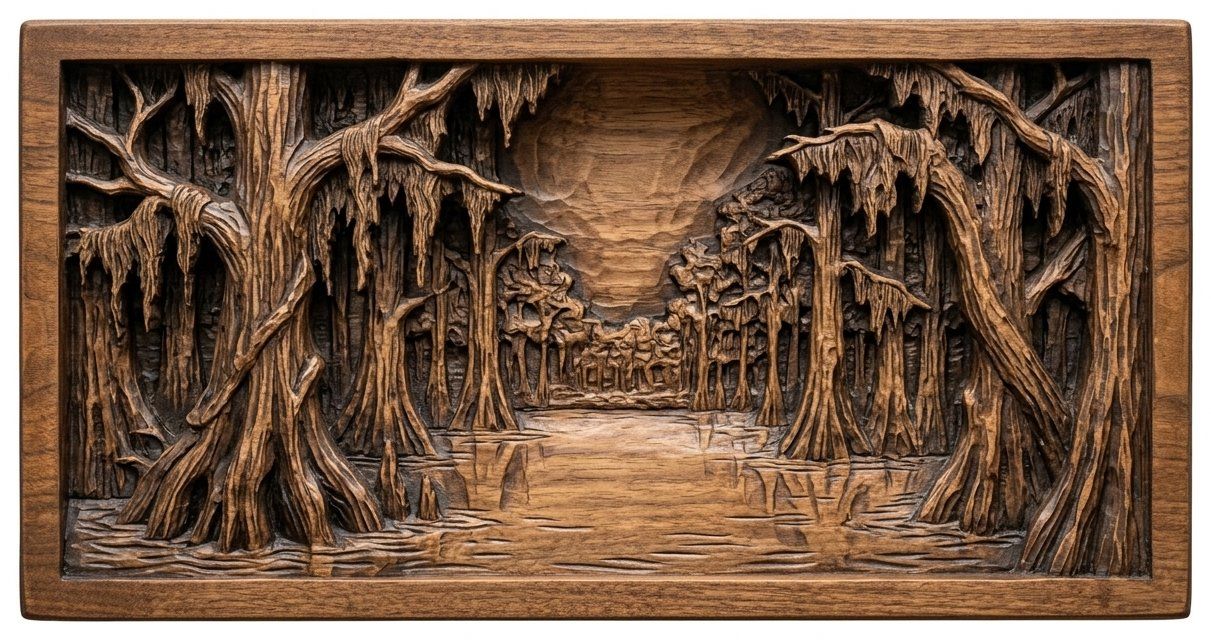 Cypress Swamp Panorama CNC Relief STL bas-relief STL — view 13