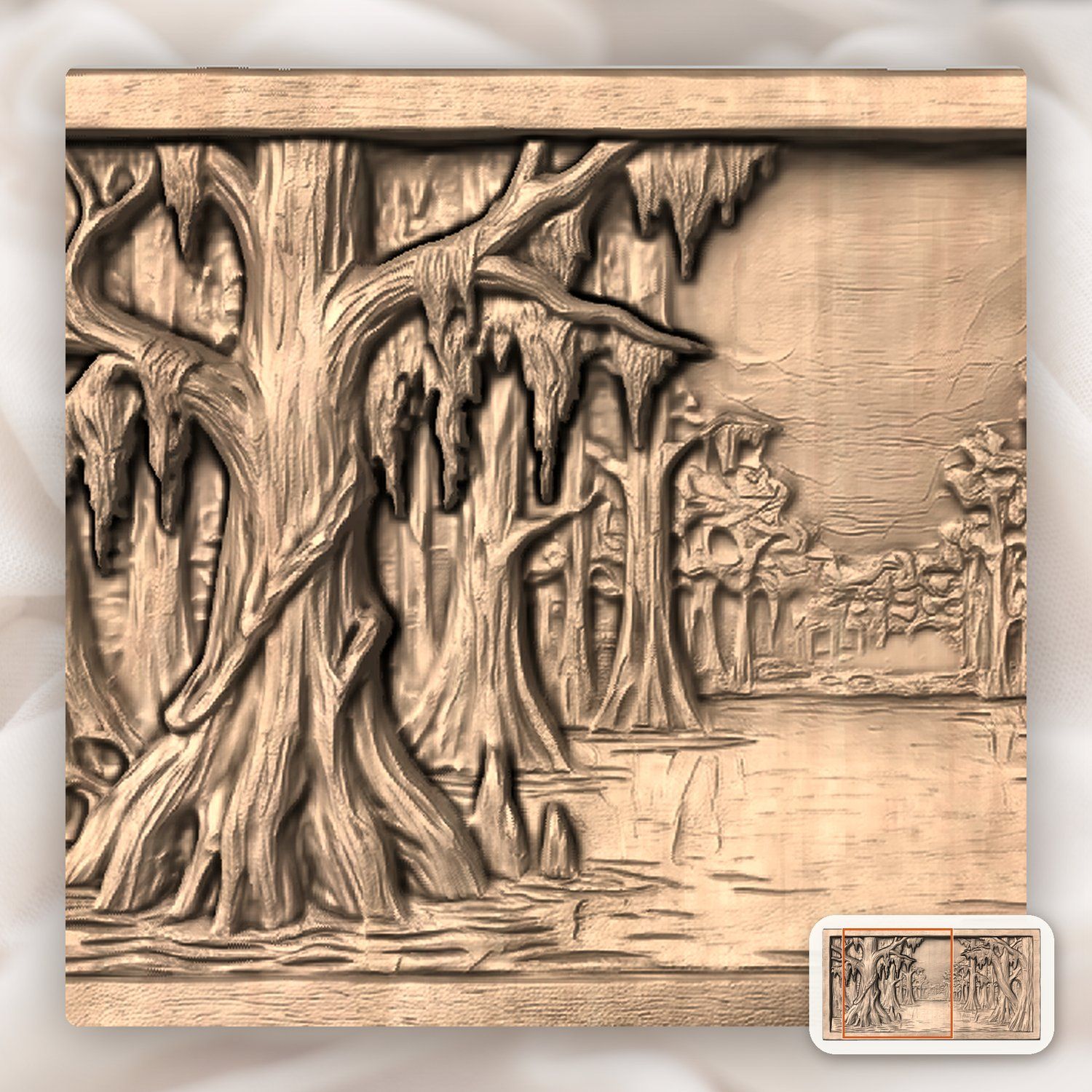 Cypress Swamp Panorama CNC Relief STL bas-relief STL — view 6
