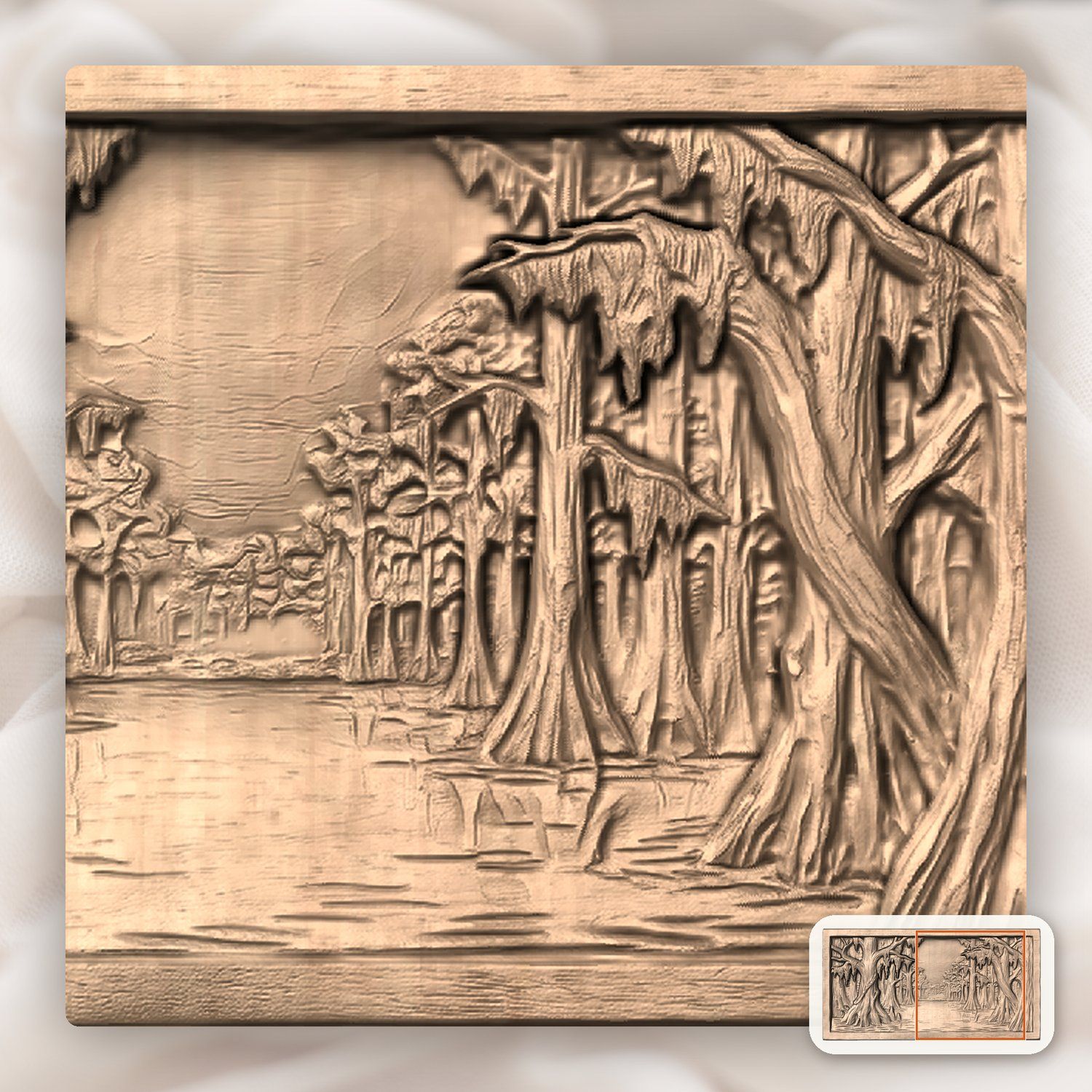 Cypress Swamp Panorama CNC Relief STL bas-relief STL — view 7