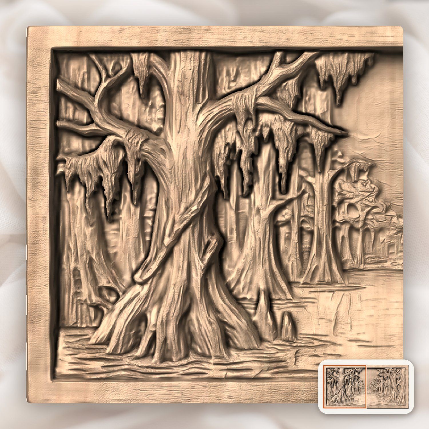 Cypress Swamp Panorama CNC Relief STL bas-relief STL — view 8