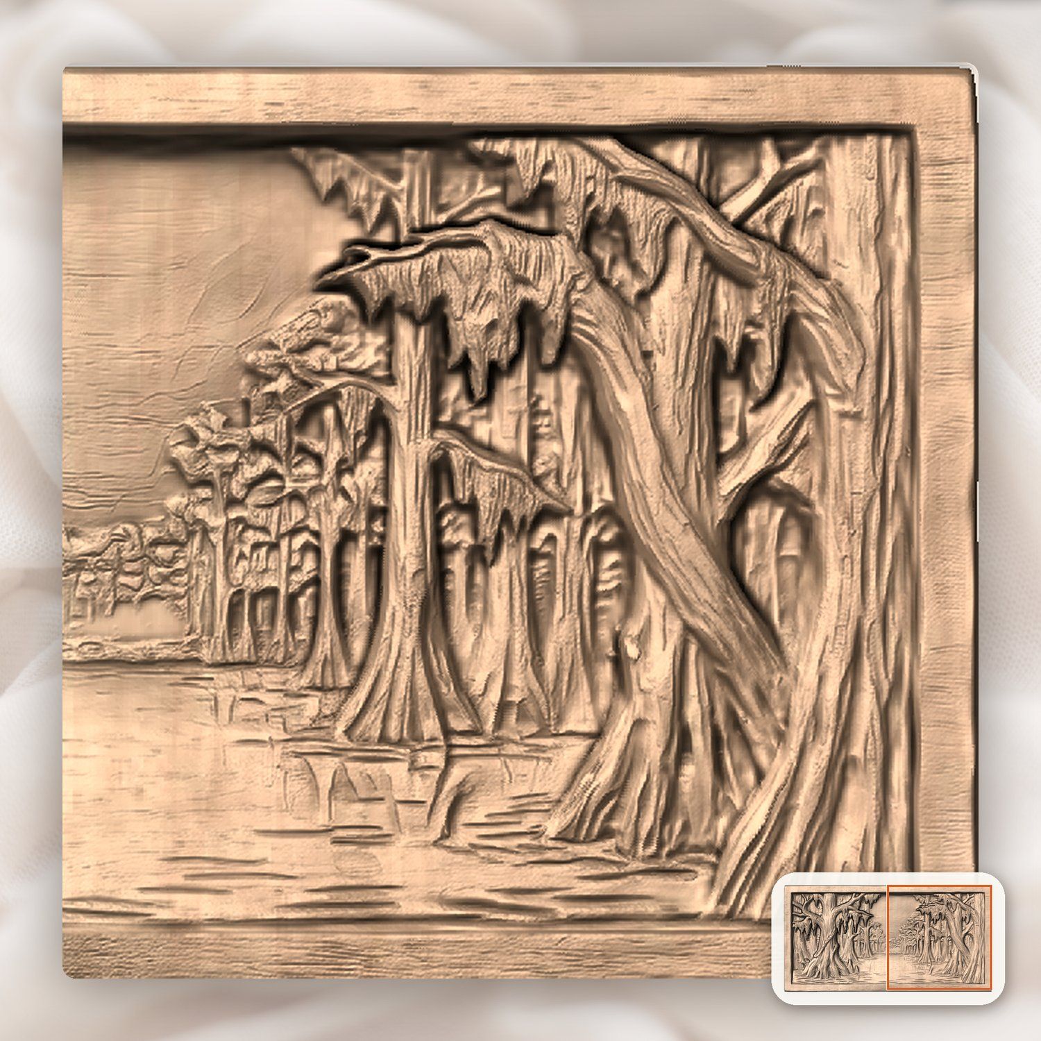 Cypress Swamp Panorama CNC Relief STL bas-relief STL — view 9