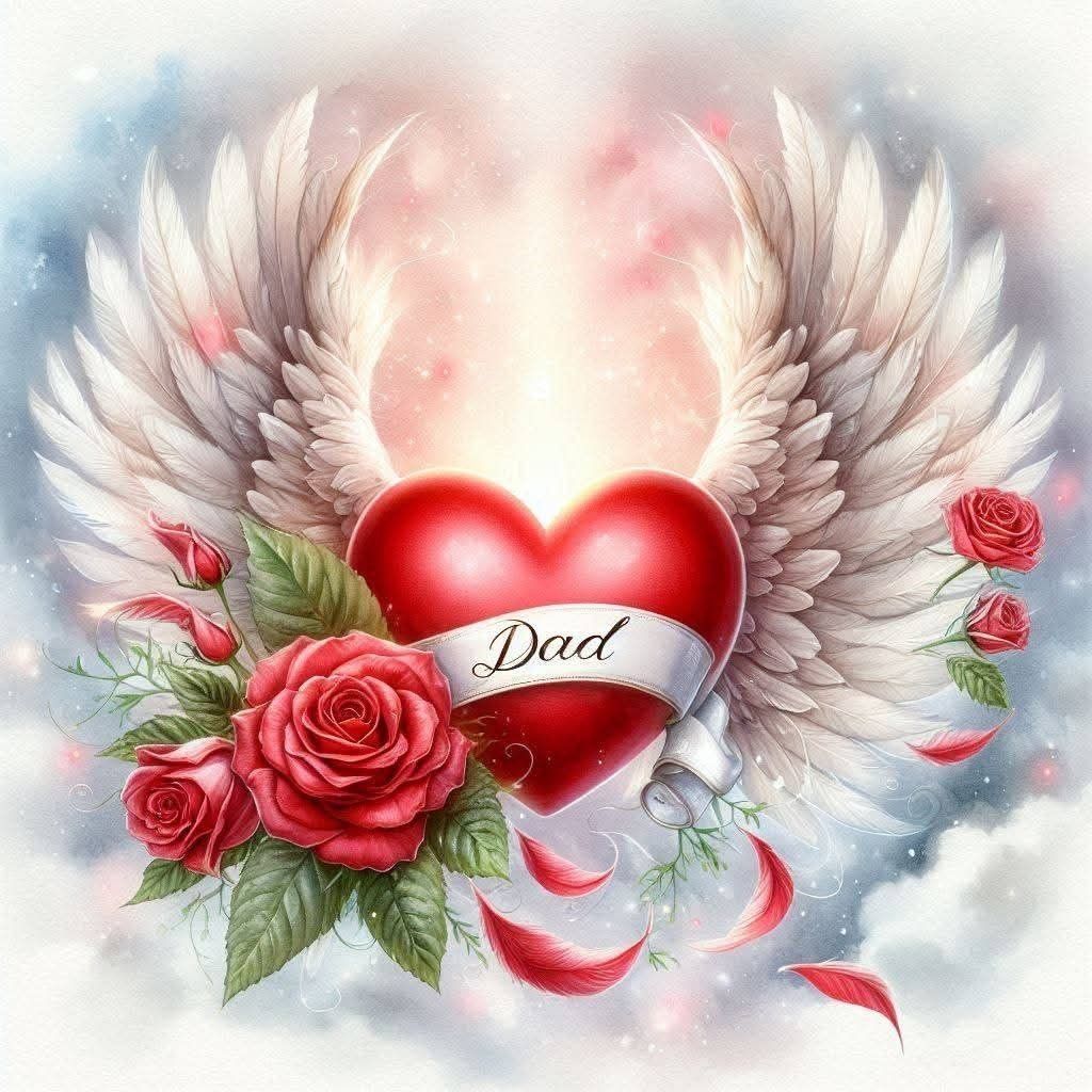 Dad Heart Wings Memorial Tribute CNC Relief STL bas-relief STL — view 5