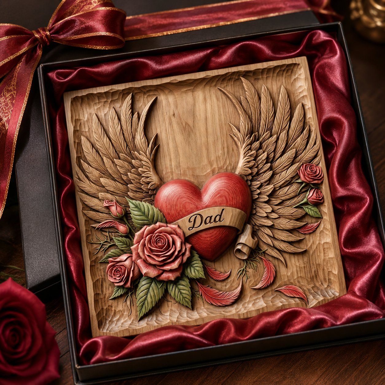 Dad Heart Wings Memorial Tribute CNC Relief STL bas-relief STL — view 9