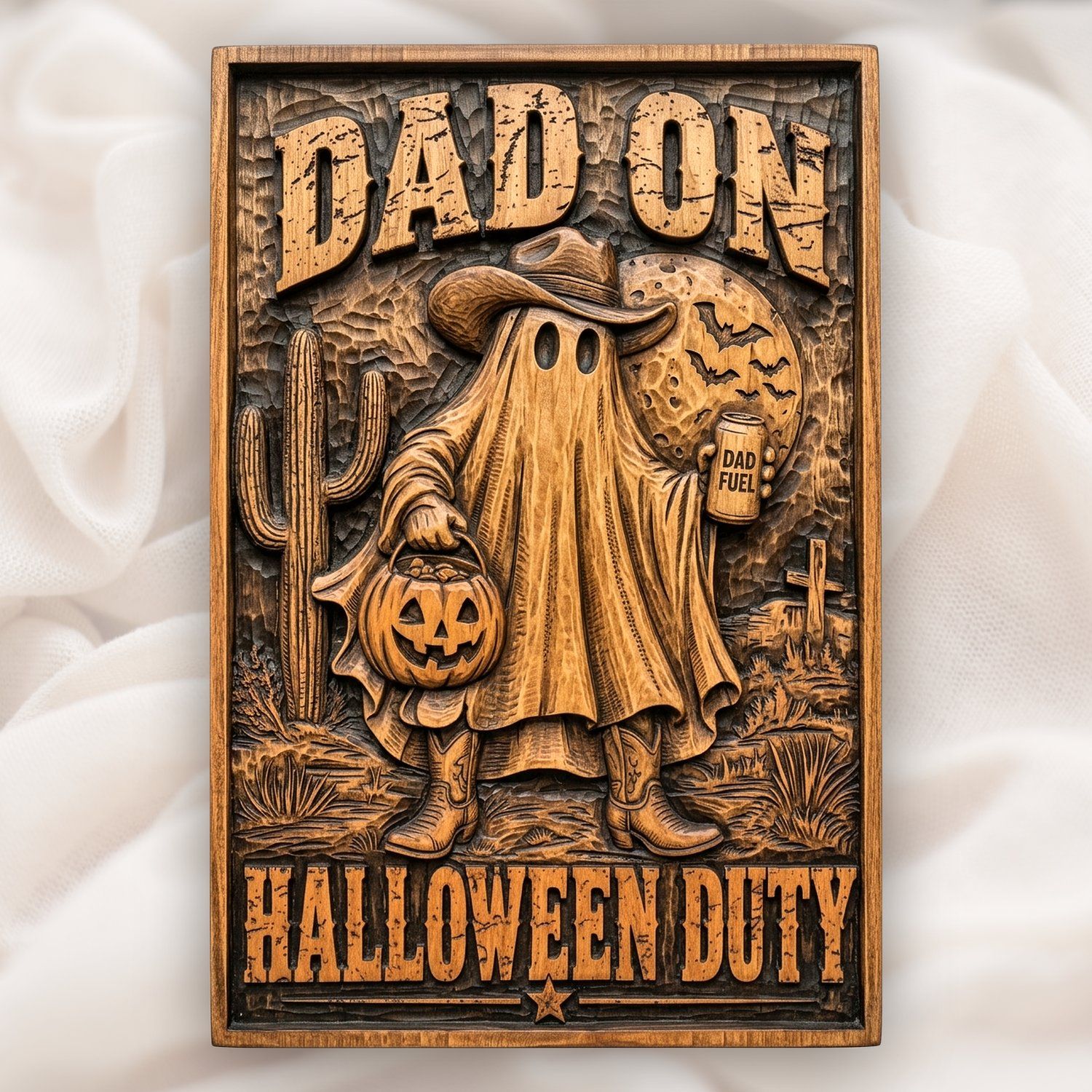 Dad On Halloween Duty Cowboy Ghost CNC Relief STL bas-relief STL design