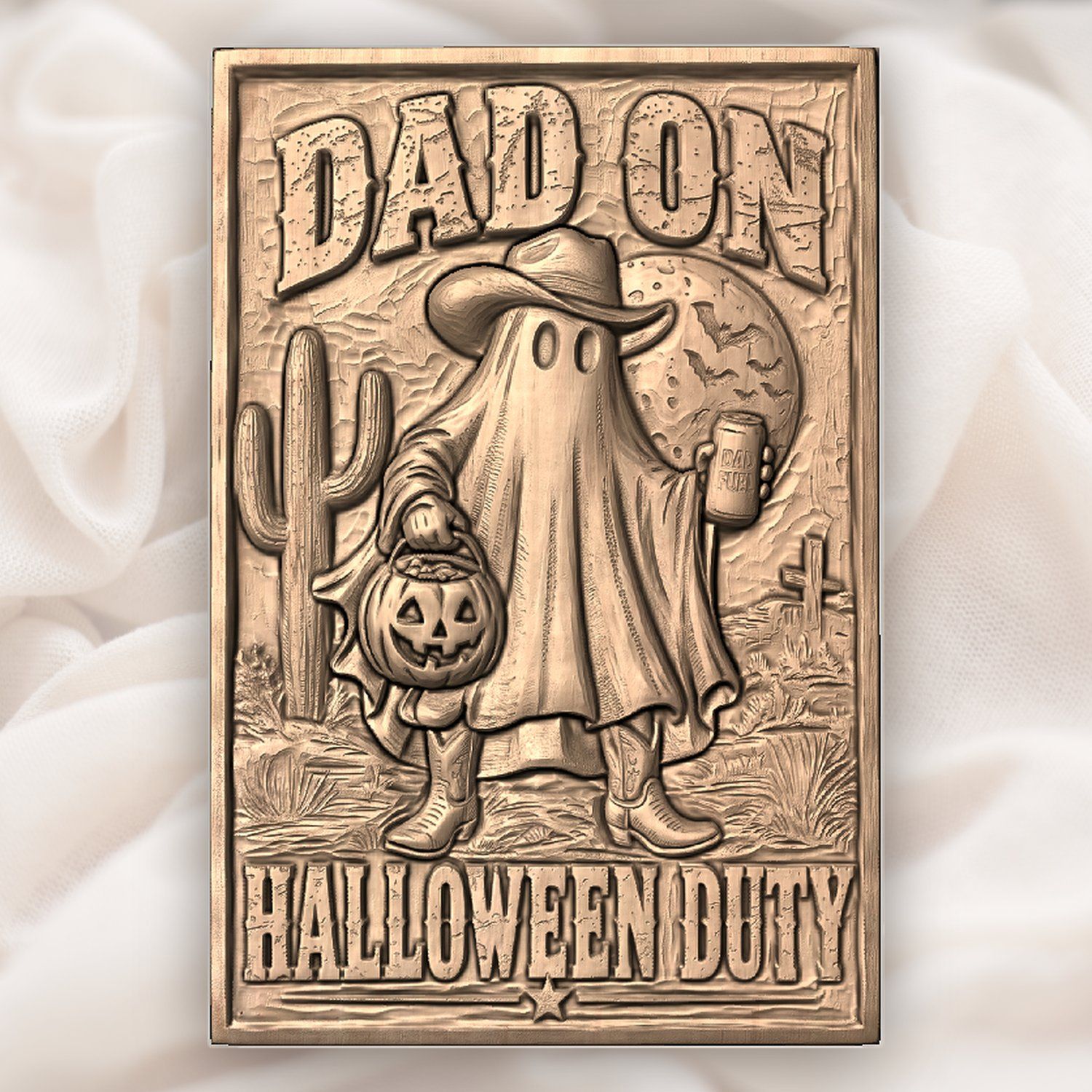 Dad On Halloween Duty Cowboy Ghost CNC Relief STL bas-relief STL — view 5