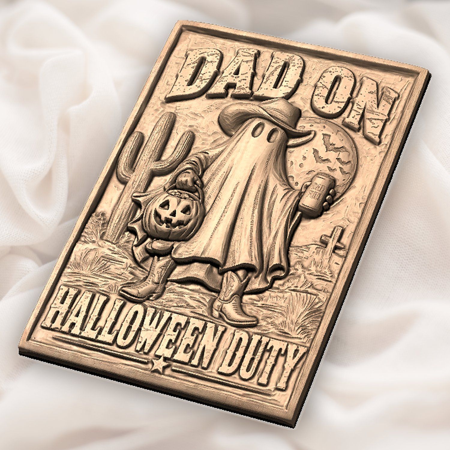 Dad On Halloween Duty Cowboy Ghost CNC Relief STL bas-relief STL — view 6