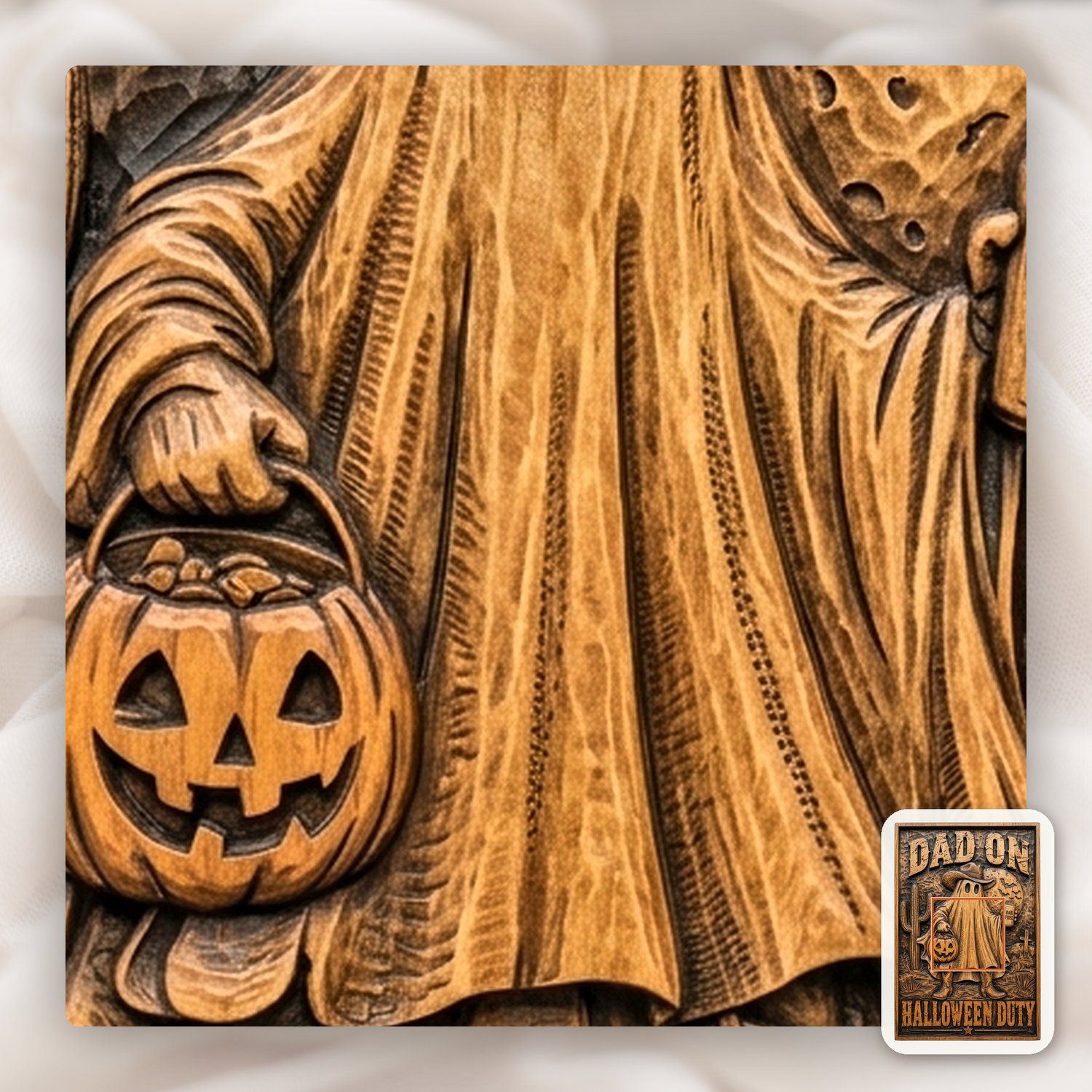 Dad On Halloween Duty Cowboy Ghost CNC Relief STL bas-relief STL — view 11