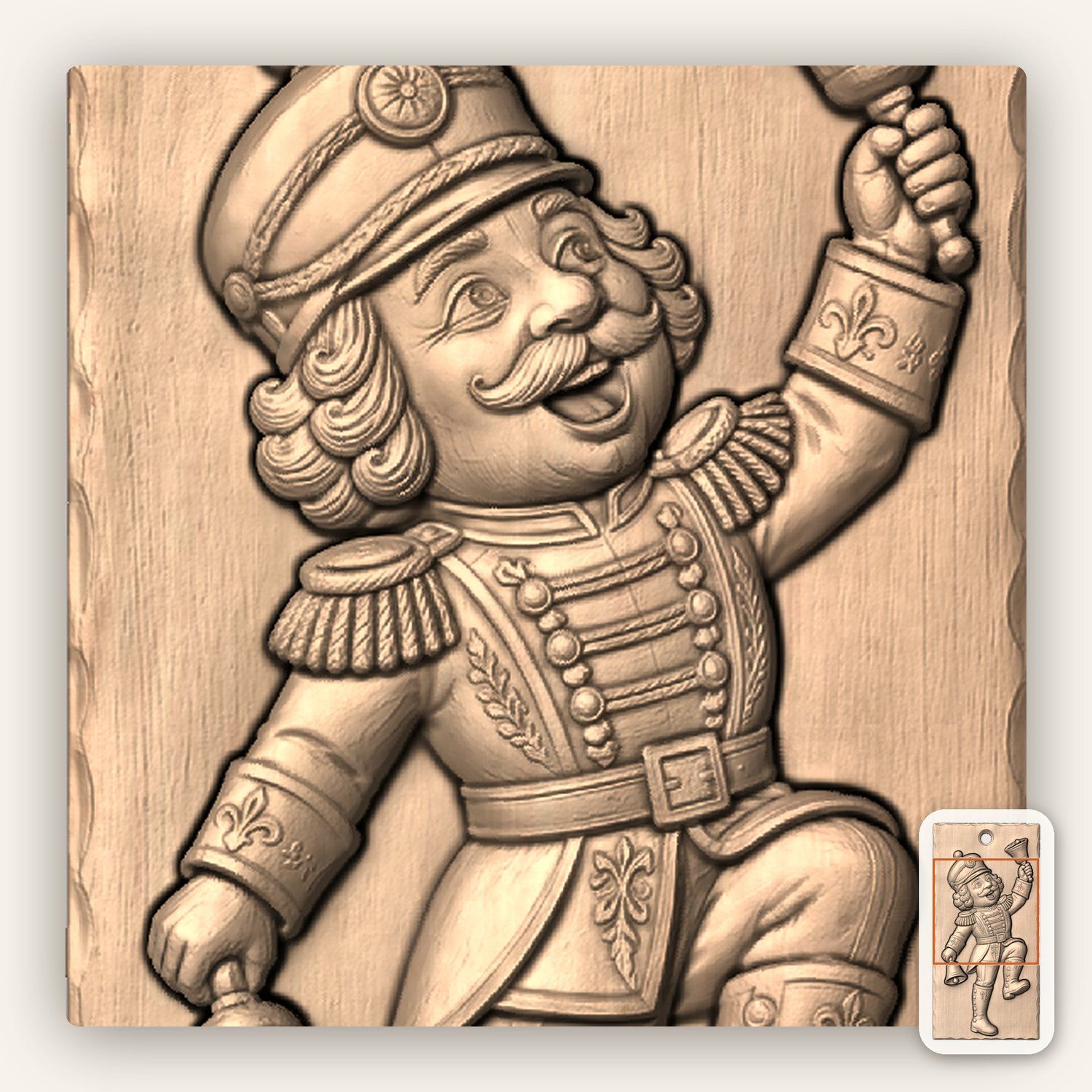 Dancing Nutcracker Bell Ringer CNC Relief STL bas-relief STL — view 7