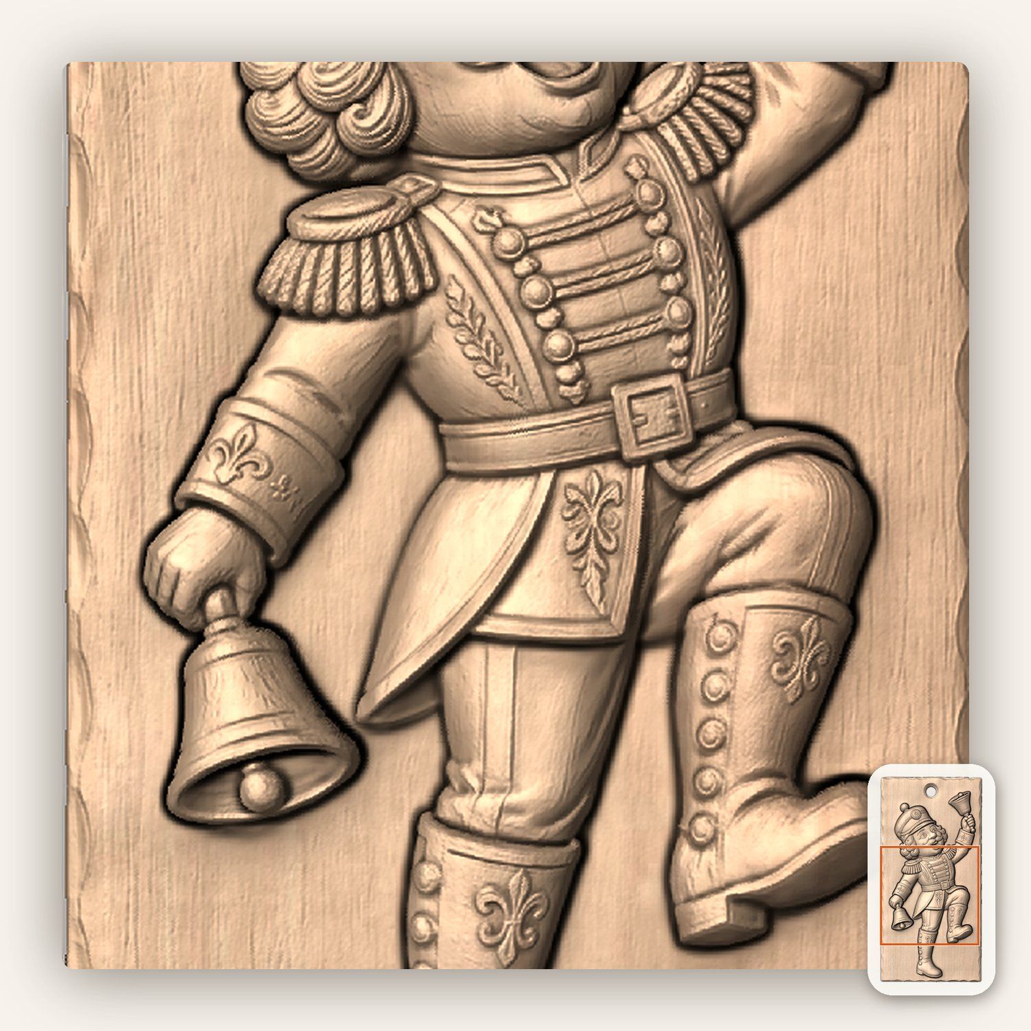 Dancing Nutcracker Bell Ringer CNC Relief STL bas-relief STL — view 8