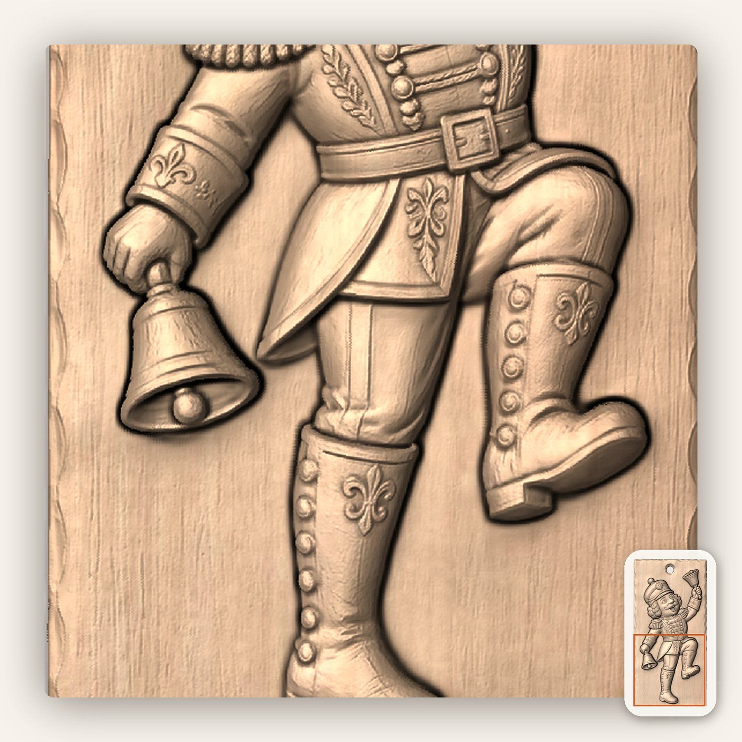Dancing Nutcracker Bell Ringer CNC Relief STL bas-relief STL — view 10