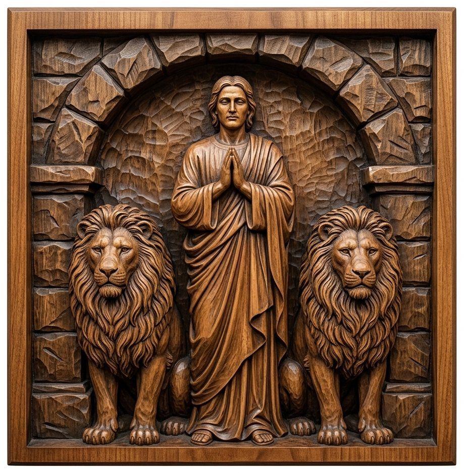 Daniel in the Lions Den CNC Relief STL bas-relief STL — view 12