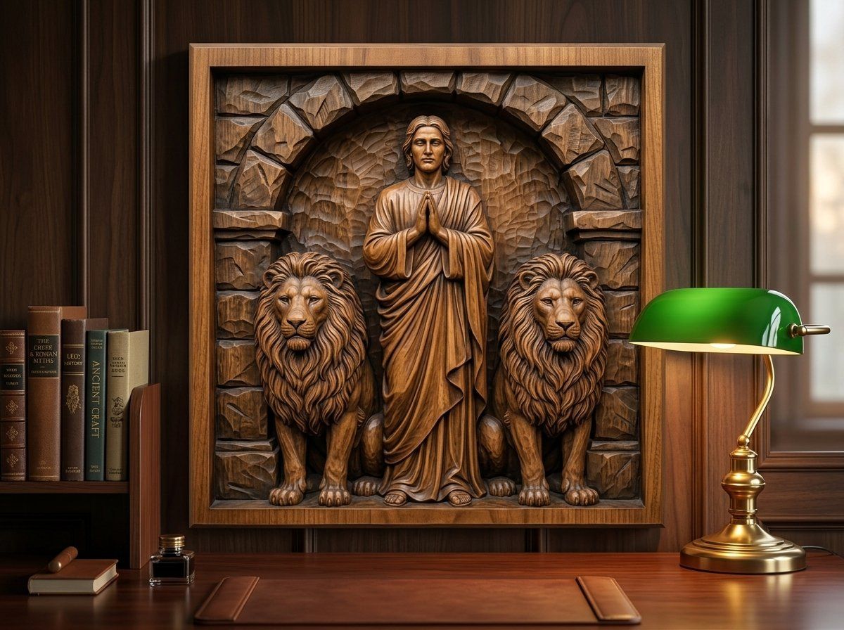 Daniel in the Lions Den CNC Relief STL bas-relief STL — view 14