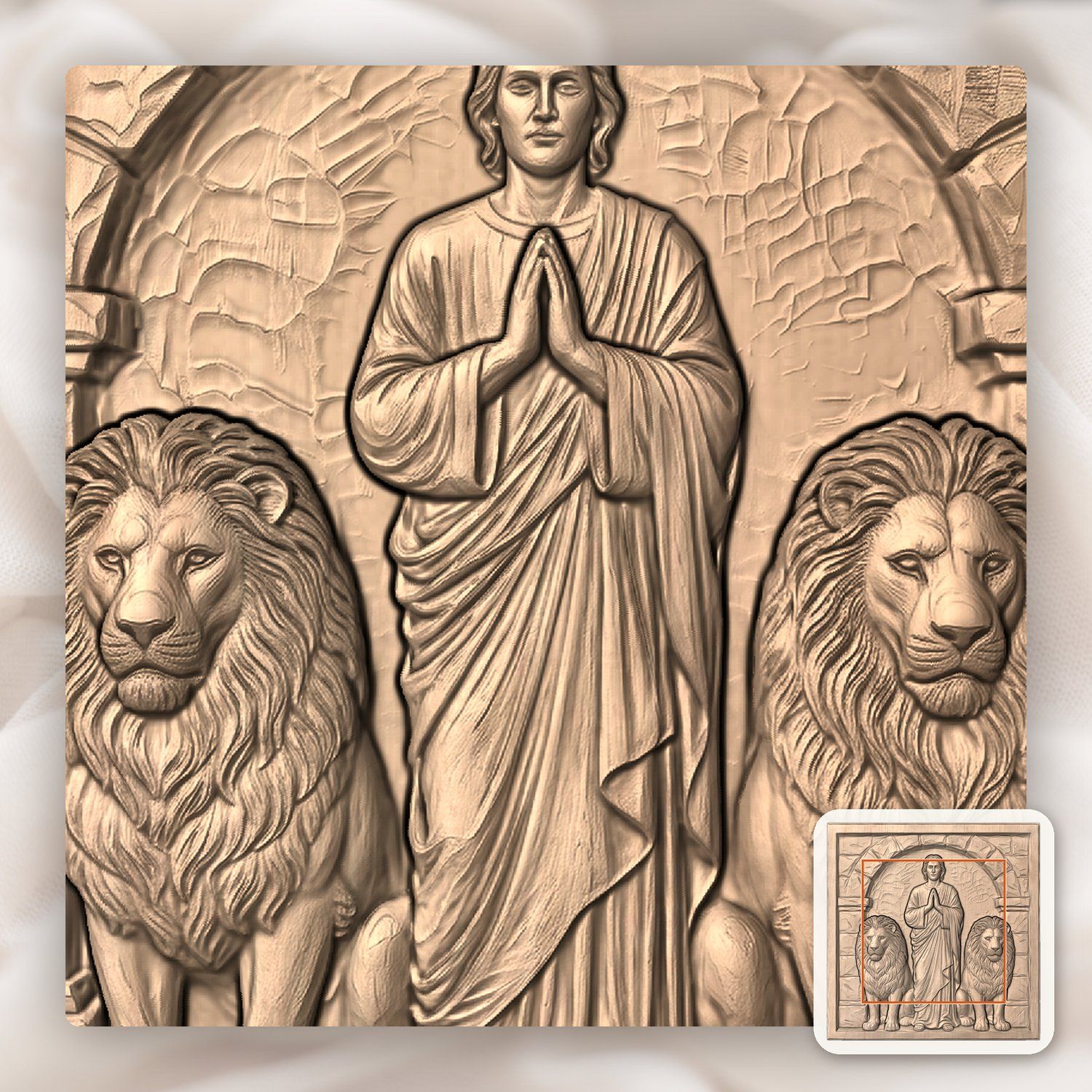 Daniel in the Lions Den CNC Relief STL bas-relief STL — view 6