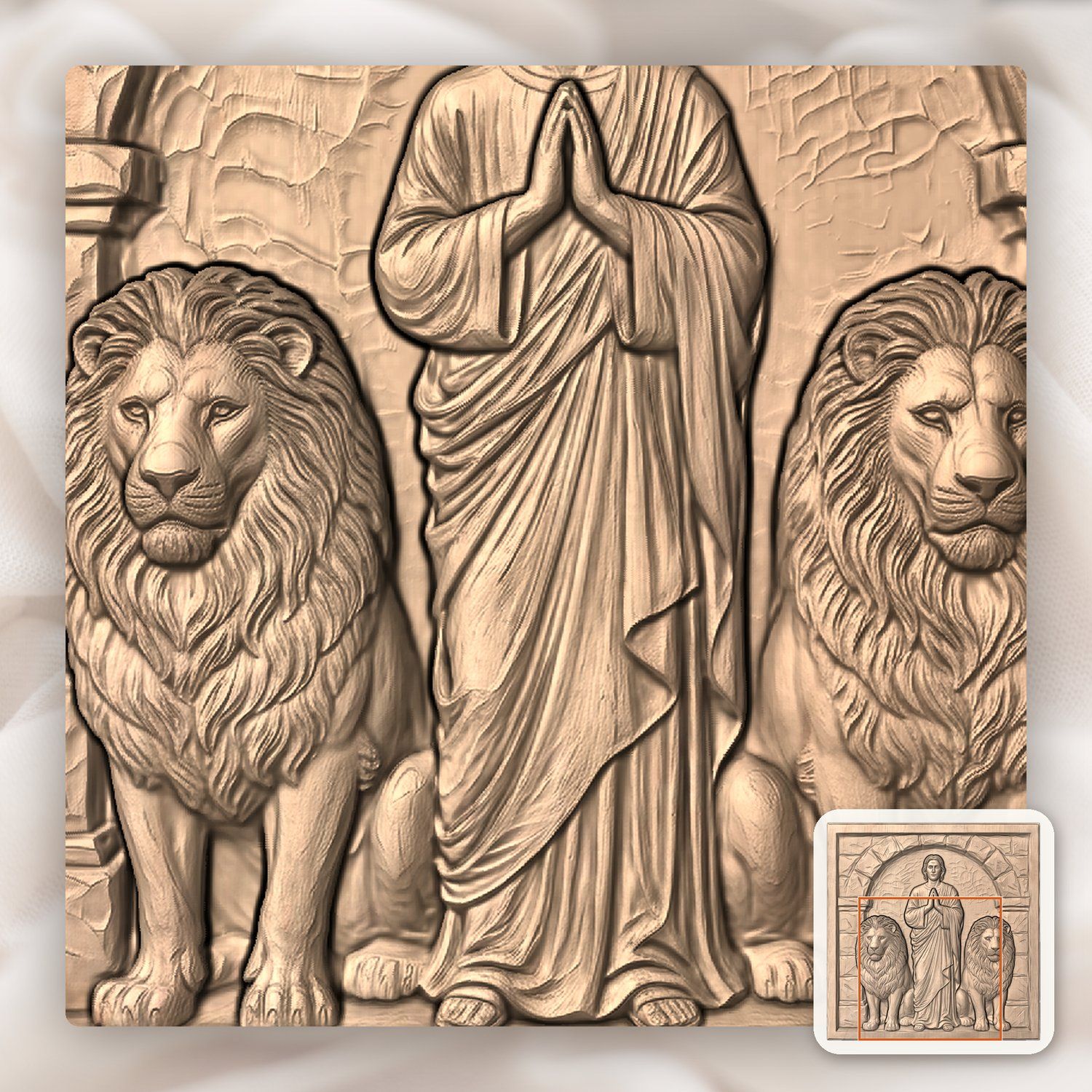 Daniel in the Lions Den CNC Relief STL bas-relief STL — view 7