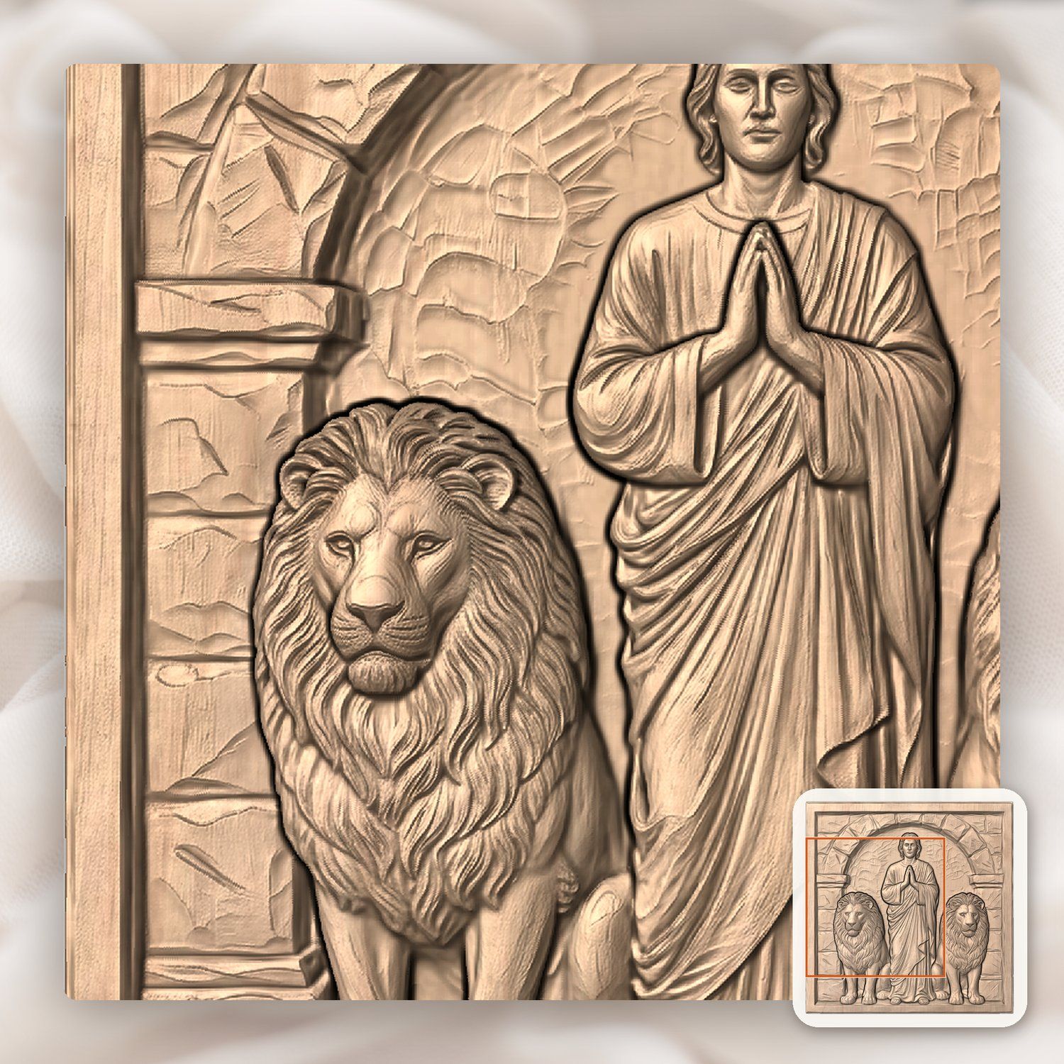 Daniel in the Lions Den CNC Relief STL bas-relief STL — view 8