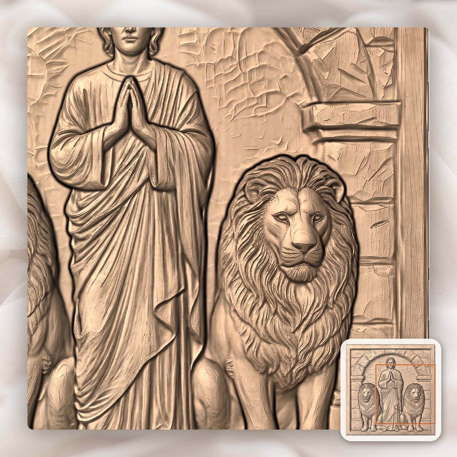 Daniel in the Lions Den CNC Relief STL bas-relief STL — view 9