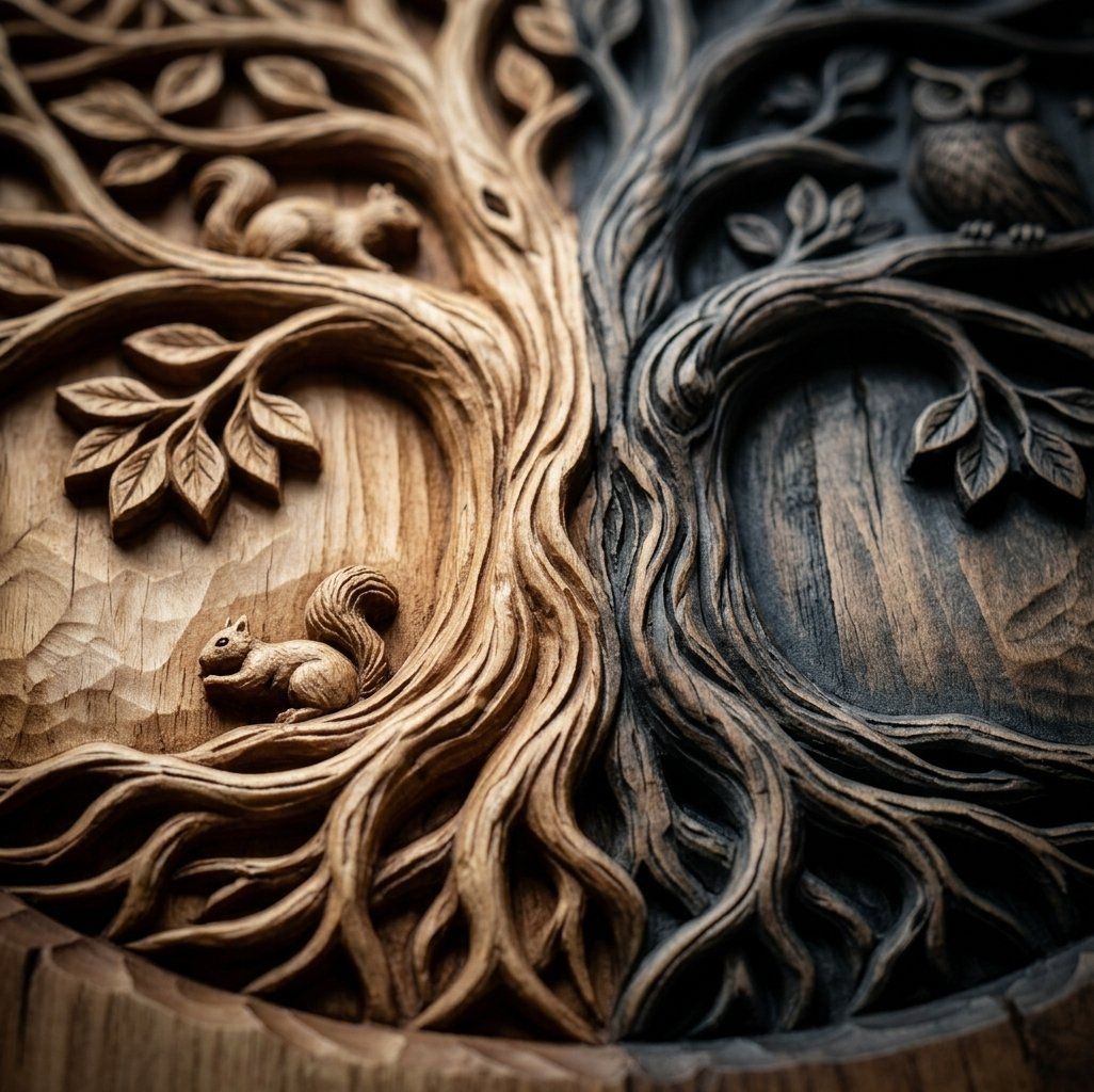 Day and Night Tree of Life Wall Art bas-relief STL — view 6