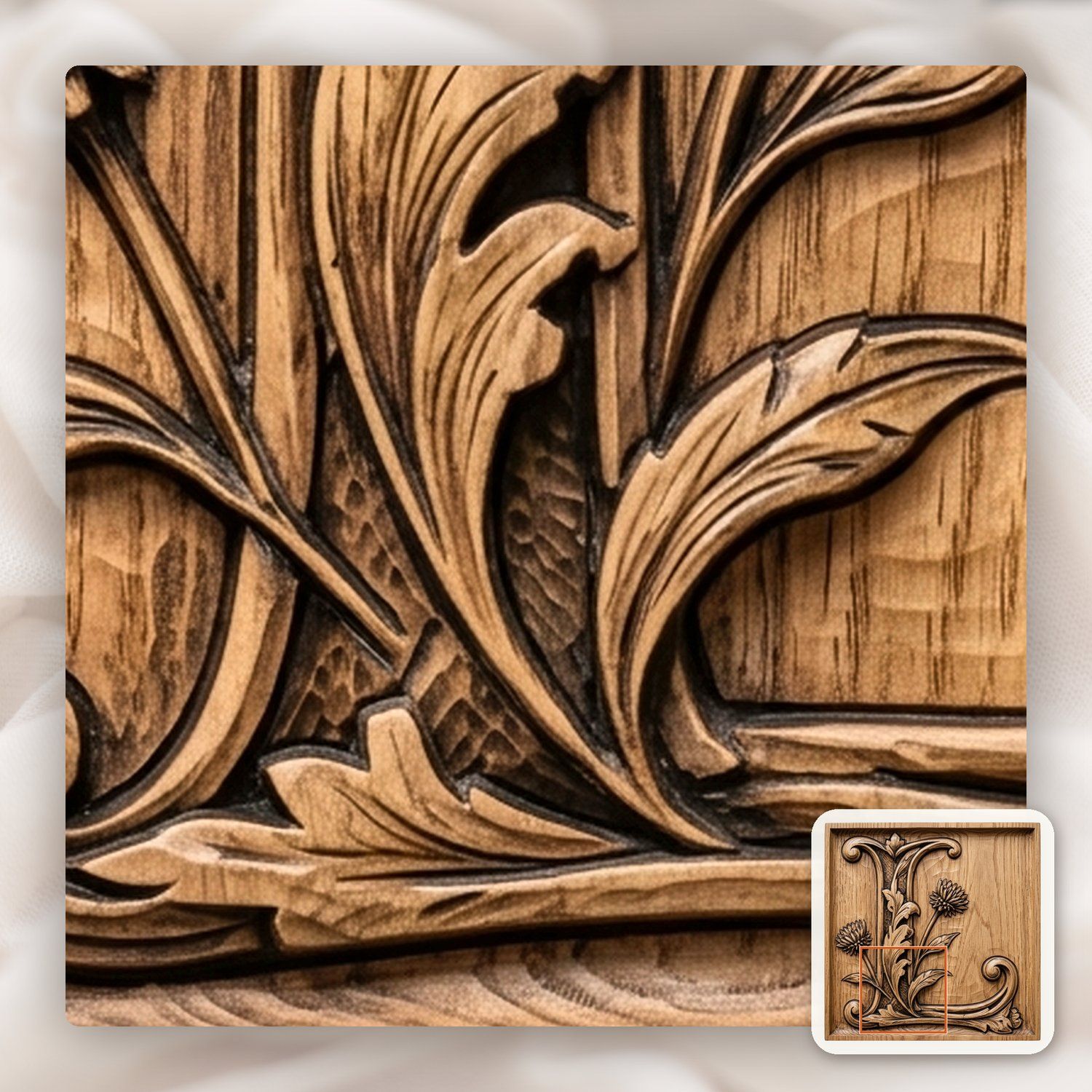 Decorative Letter L Monogram CNC Relief STL bas-relief STL — view 11