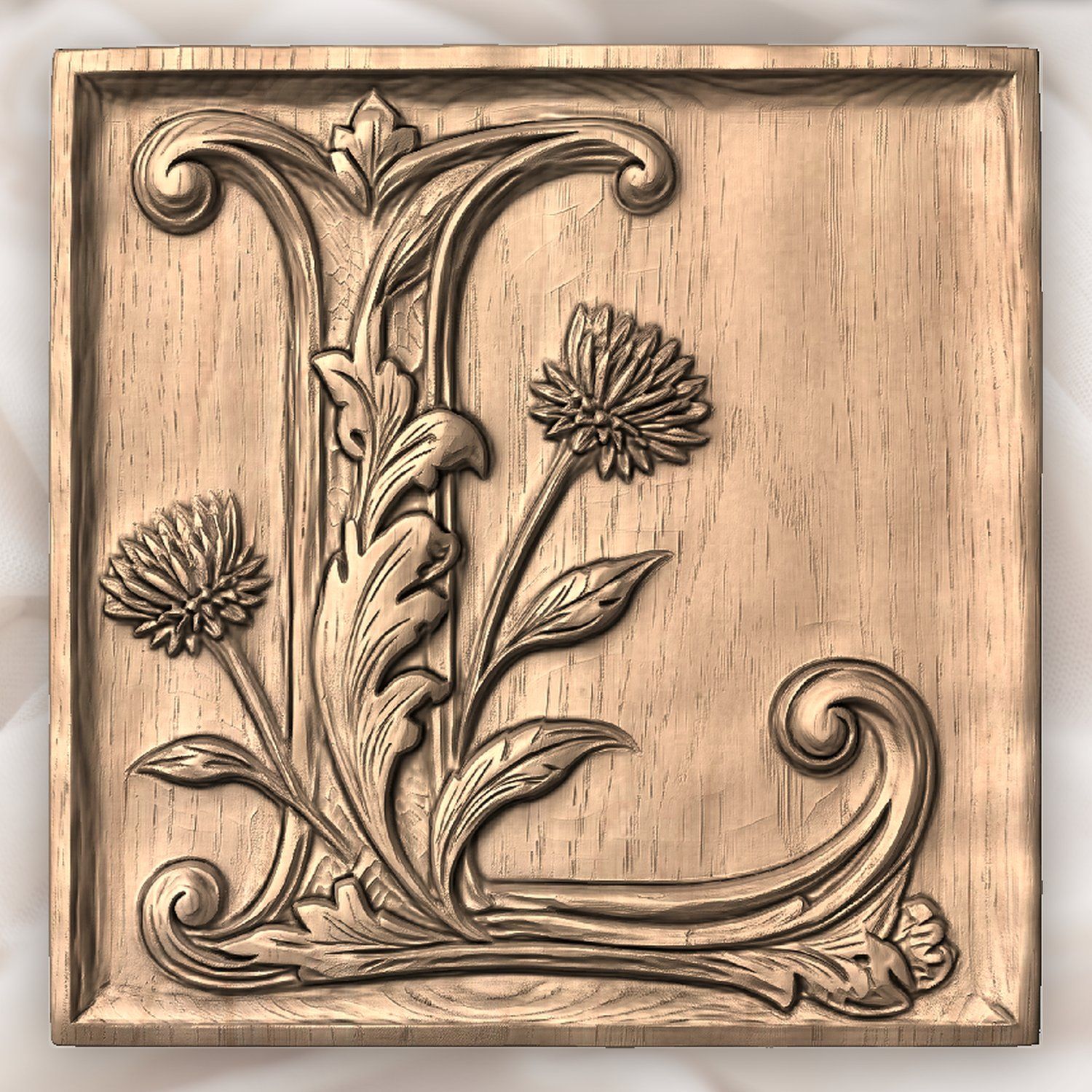 Decorative Letter L Monogram CNC Relief STL bas-relief STL — view 3