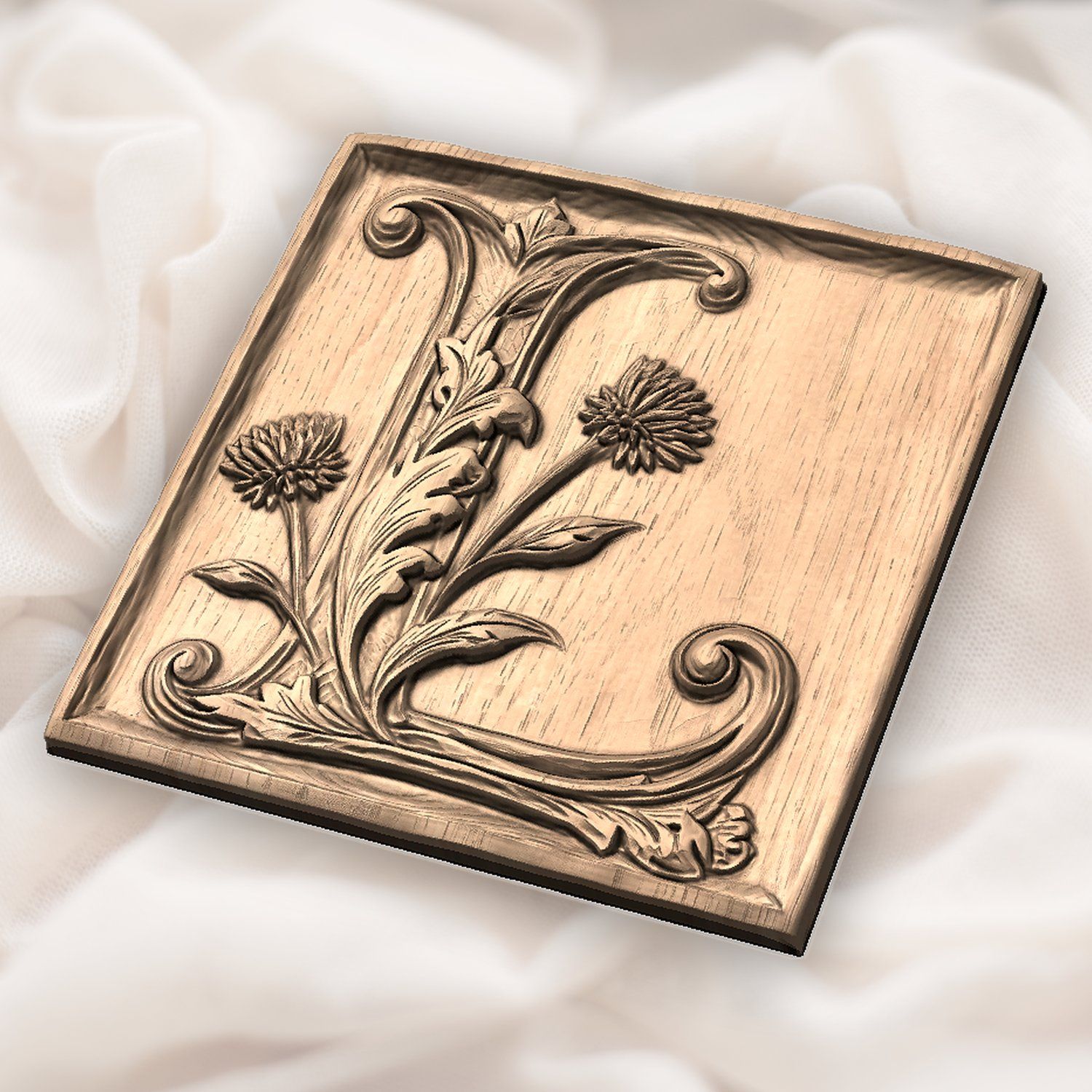 Decorative Letter L Monogram CNC Relief STL bas-relief STL — view 4