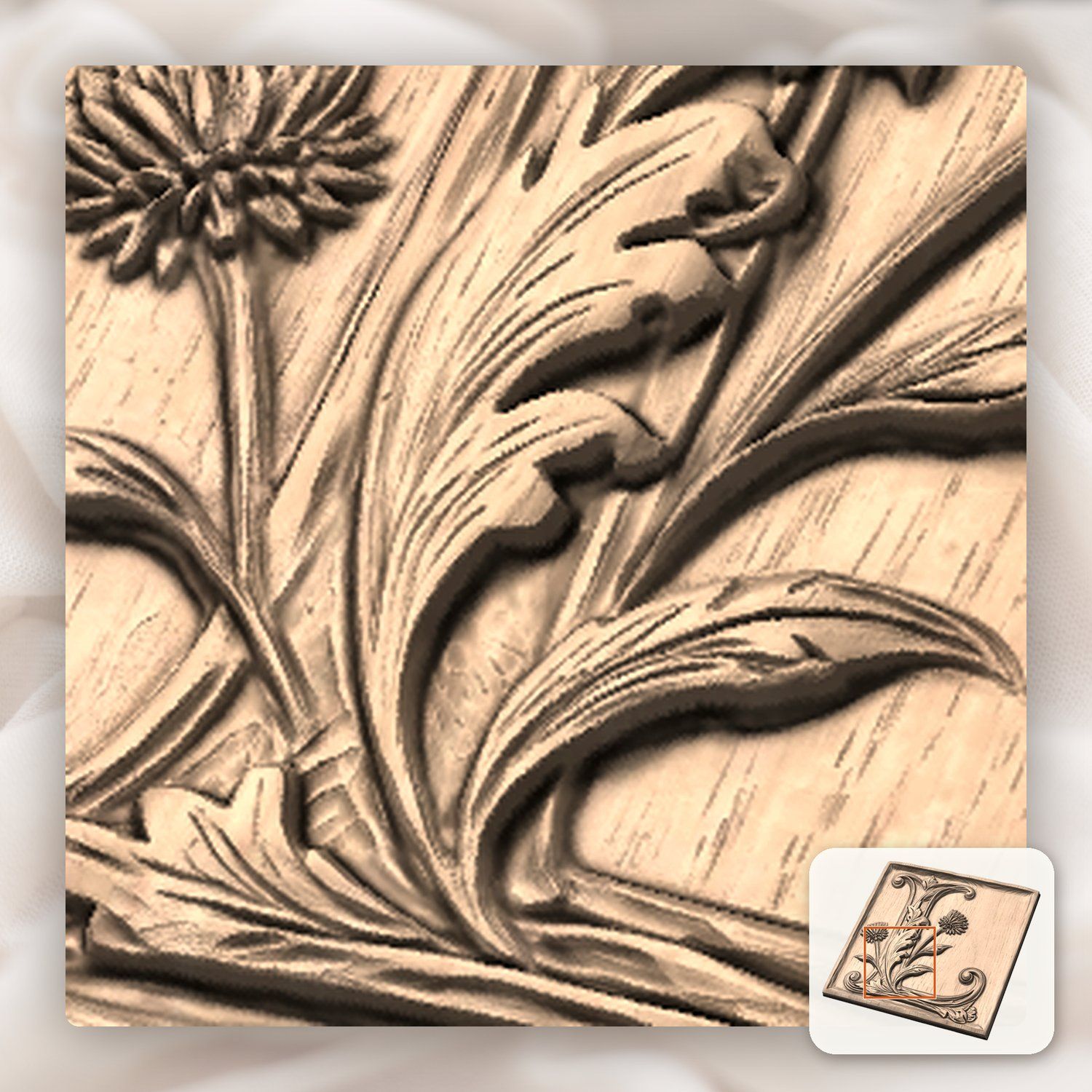 Decorative Letter L Monogram CNC Relief STL bas-relief STL — view 8