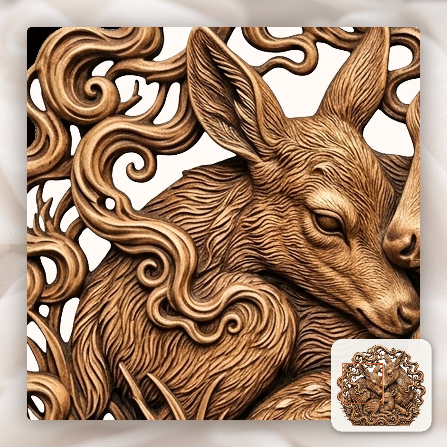 Deer Family Forest Wildlife CNC Relief STL bas-relief STL — view 10