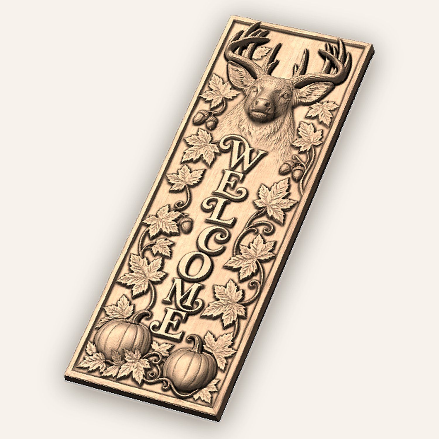 Deer Welcome Sign Autumn Harvest CNC Relief STL bas-relief STL — view 4