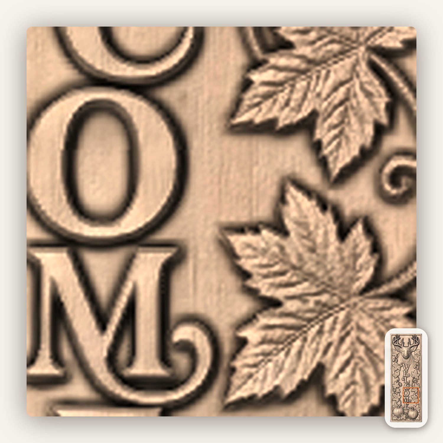 Deer Welcome Sign Autumn Harvest CNC Relief STL bas-relief STL — view 8