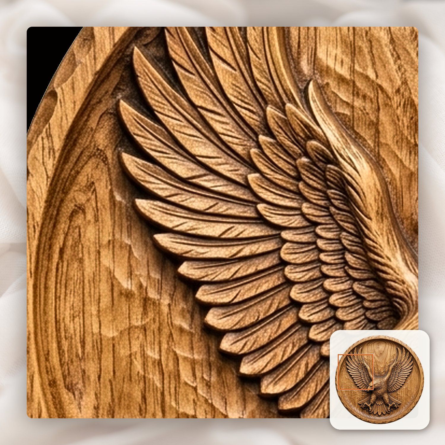 Descending Bald Eagle Landing CNC Relief STL bas-relief STL — view 11